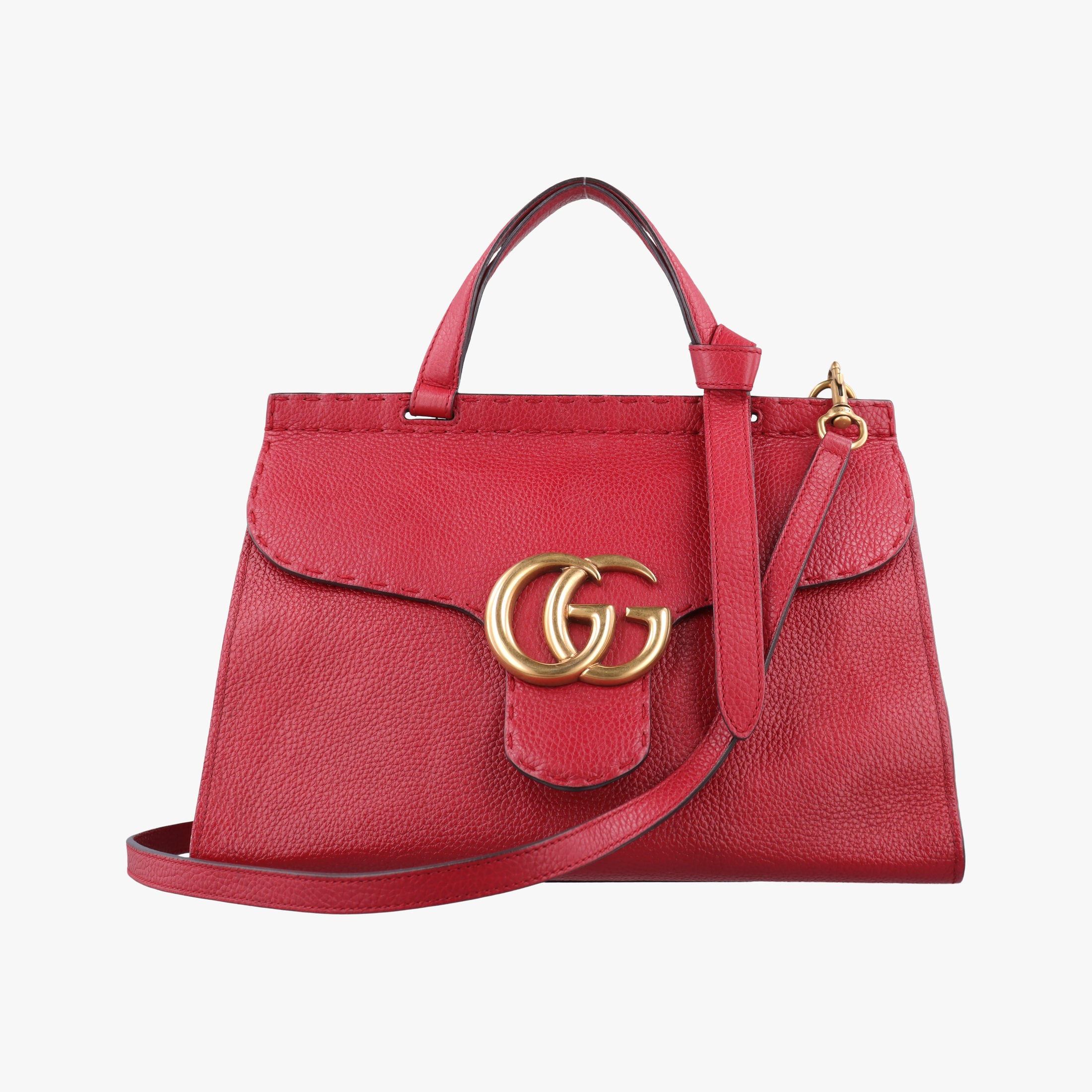 Pre-owned Gucci GG Marmont Red Leather 421890 shoulderbag | stylenewstar