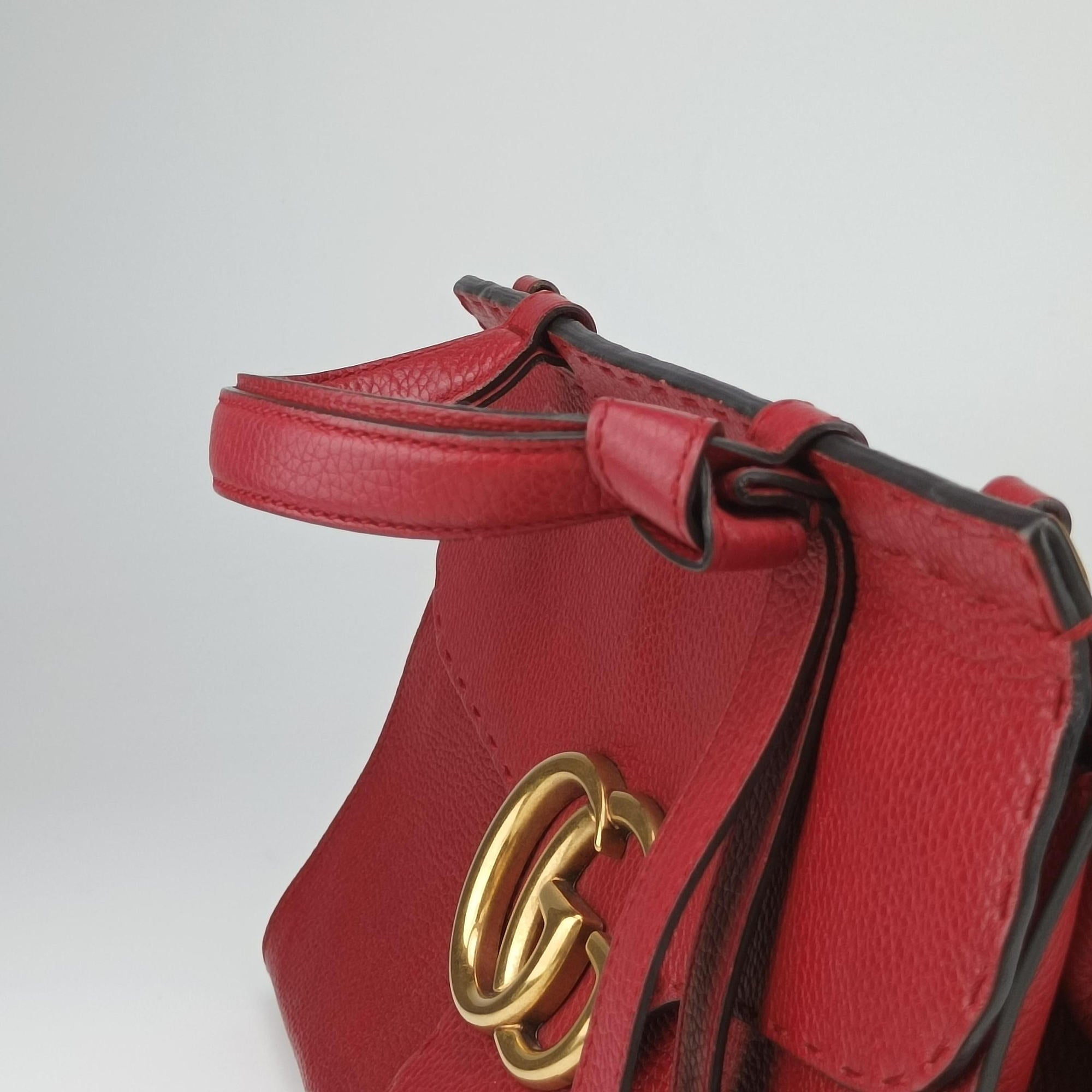 Pre-owned Gucci GG Marmont Red Leather 421890 shoulderbag | stylenewstar