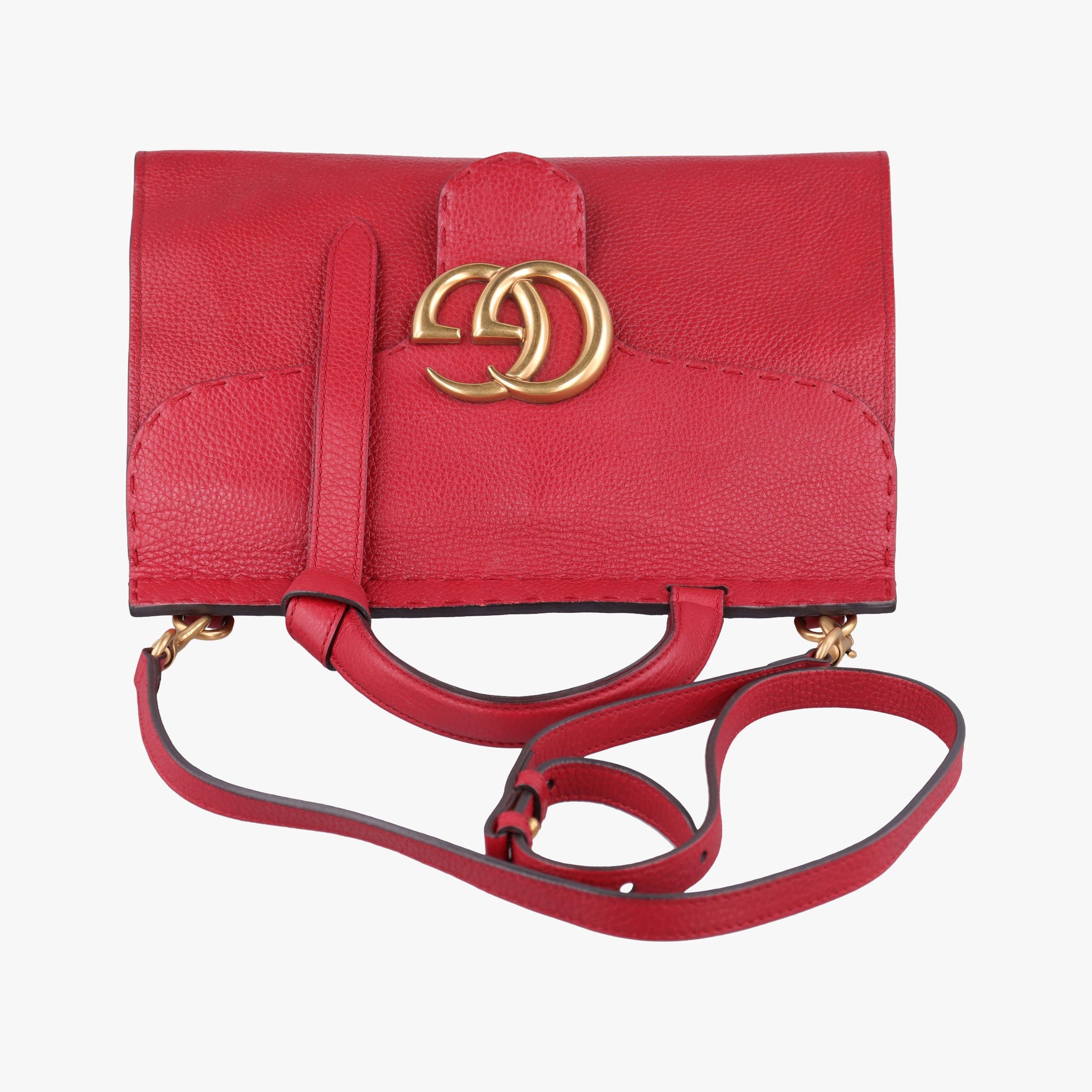 Pre-owned Gucci GG Marmont Red Leather 421890 shoulderbag | stylenewstar
