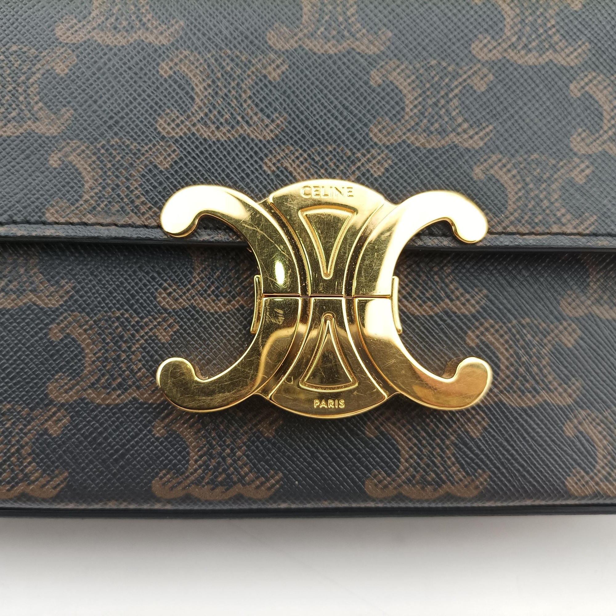 Vintage Celine TRIOMPHE Brown PVC coated canvas  handbag | stylenewstar