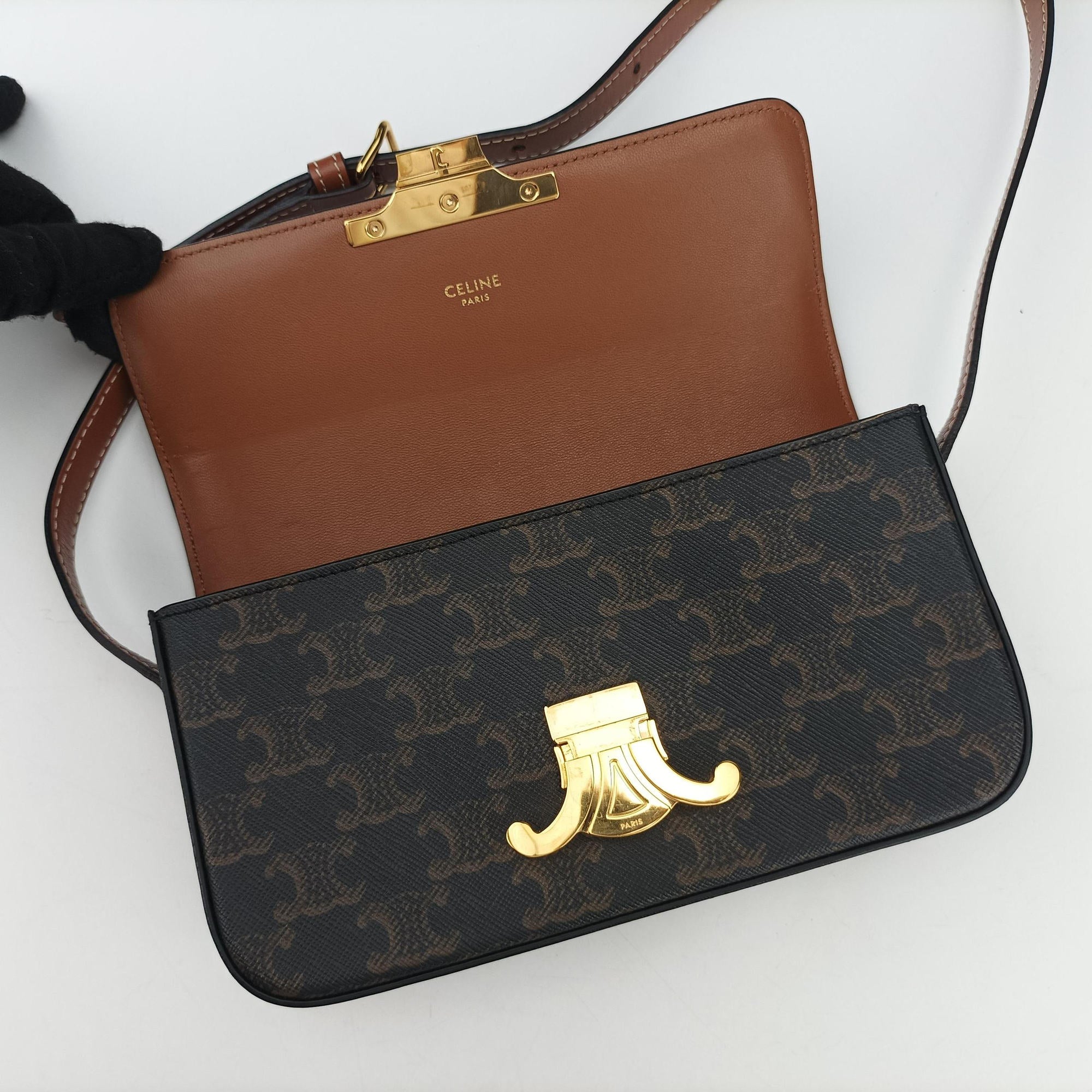 Vintage Celine TRIOMPHE Brown PVC coated canvas  handbag | stylenewstar