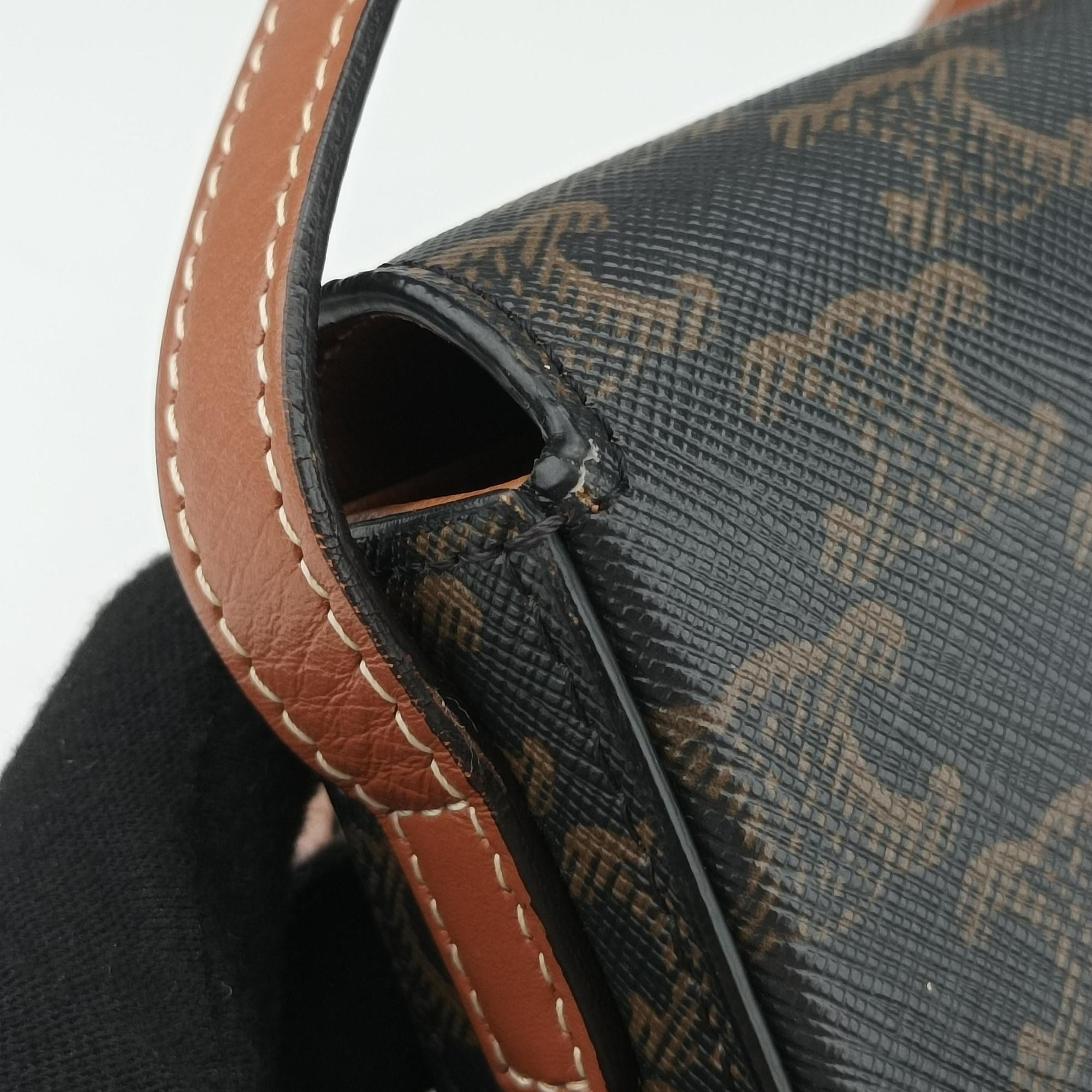 Vintage Celine TRIOMPHE Brown PVC coated canvas  handbag | stylenewstar