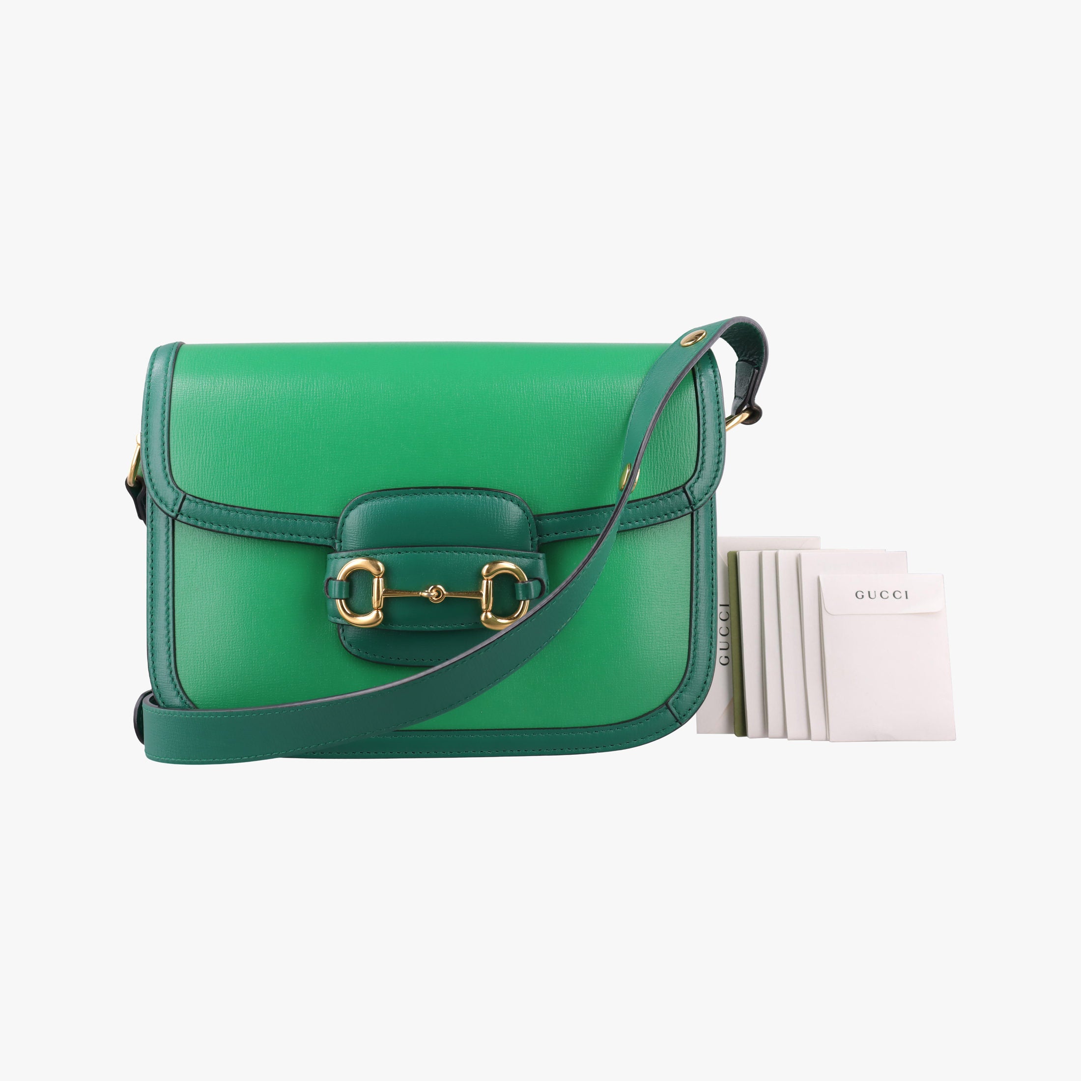 Secondhand Gucci The Hacker Project Horsebit 1955 Green Leather 602204 shoulderbag | stylenewstar