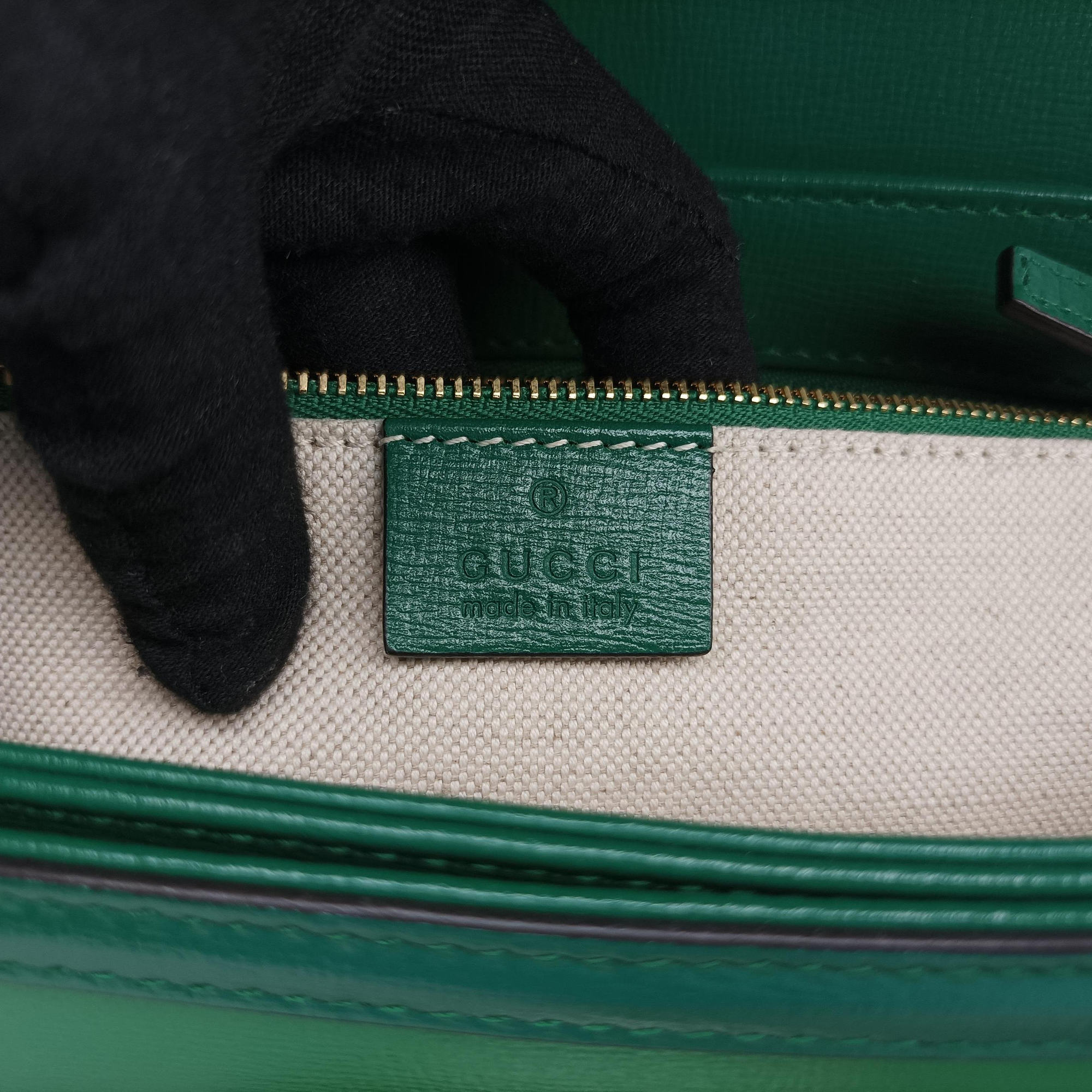 Secondhand Gucci The Hacker Project Horsebit 1955 Green Leather 602204 shoulderbag | stylenewstar