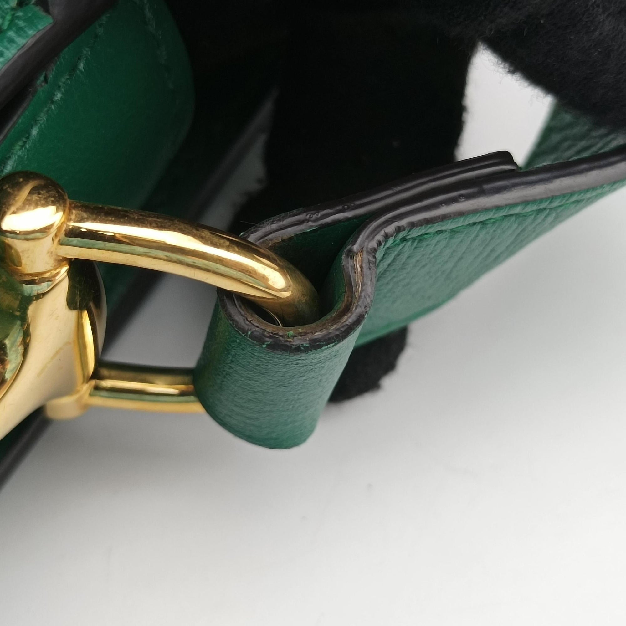 Secondhand Gucci The Hacker Project Horsebit 1955 Green Leather 602204 shoulderbag | stylenewstar