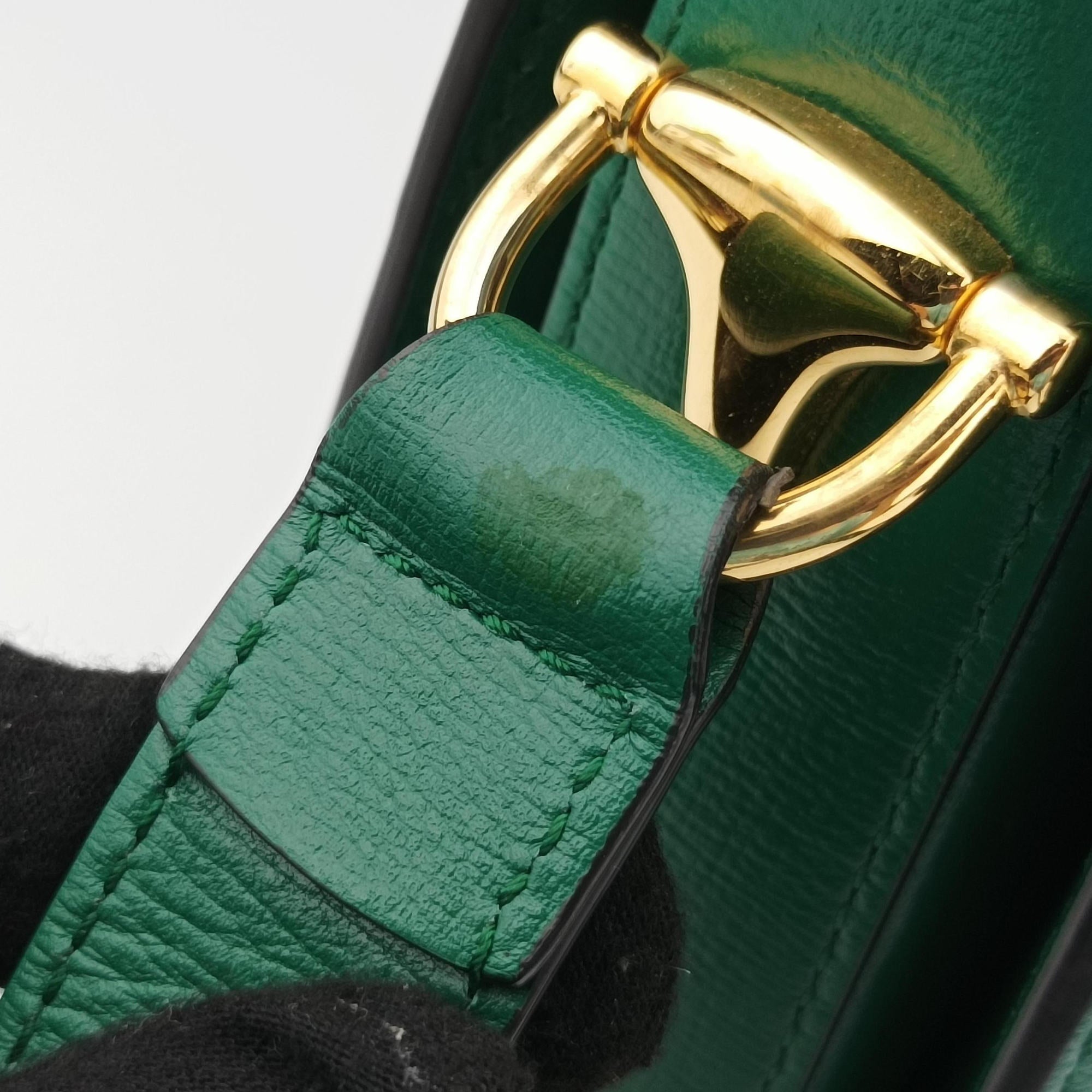 Secondhand Gucci The Hacker Project Horsebit 1955 Green Leather 602204 shoulderbag | stylenewstar