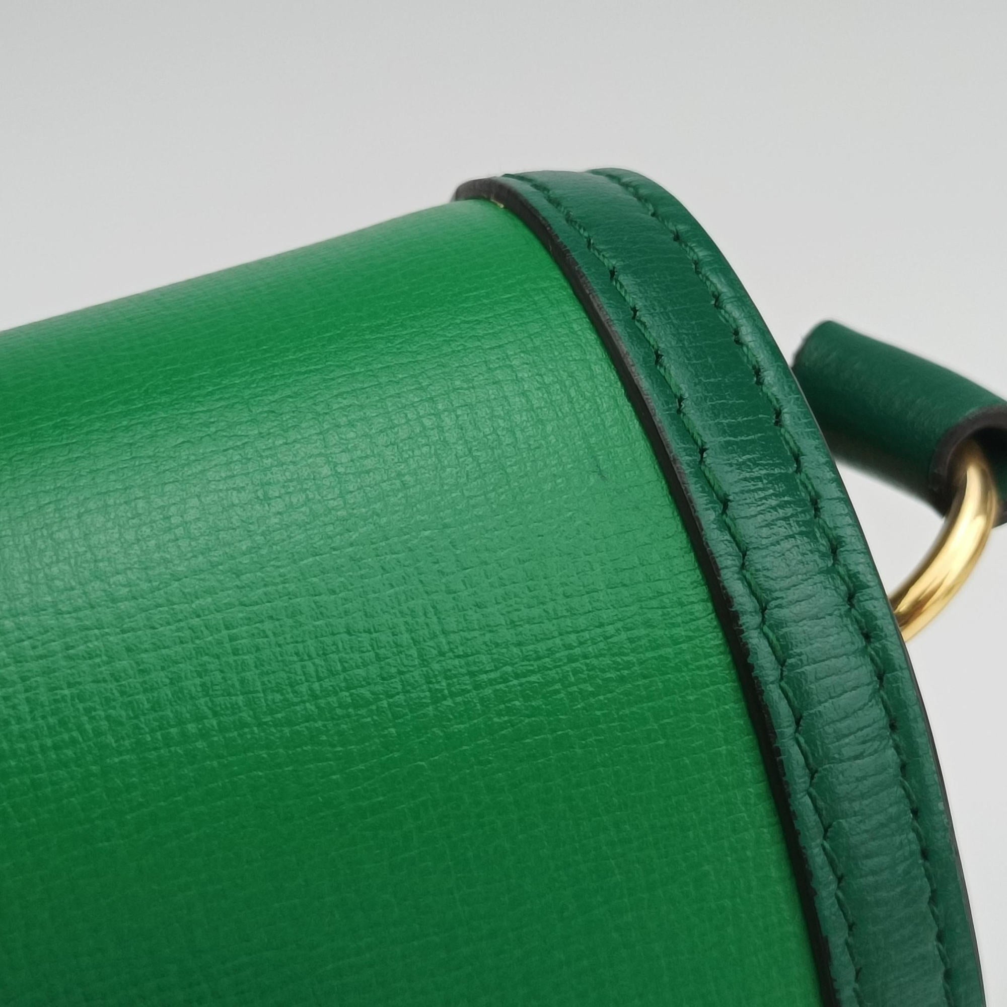 Secondhand Gucci The Hacker Project Horsebit 1955 Green Leather 602204 shoulderbag | stylenewstar