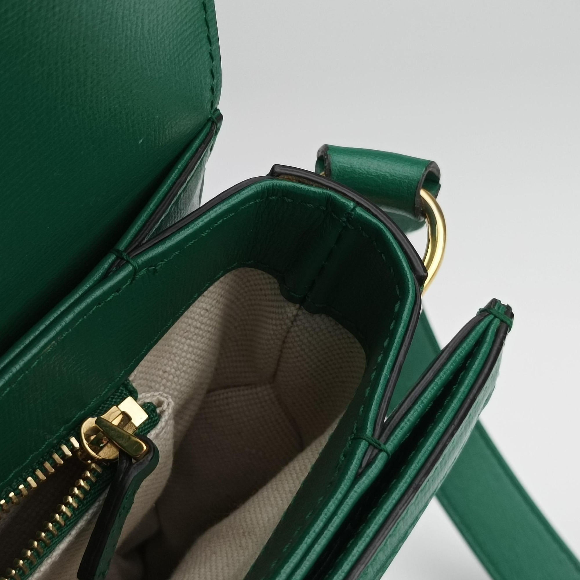 Secondhand Gucci The Hacker Project Horsebit 1955 Green Leather 602204 shoulderbag | stylenewstar