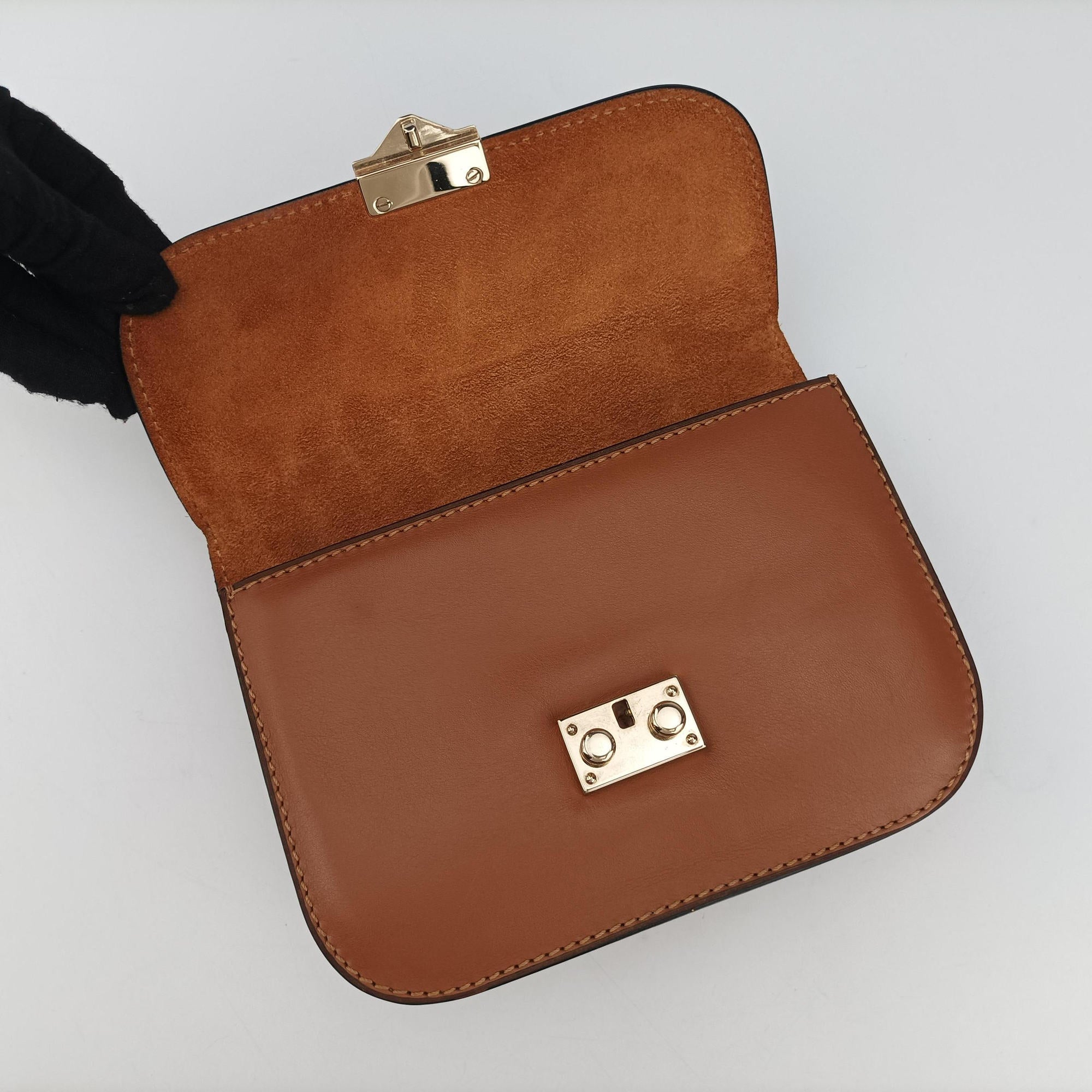 Vintage Valentino Rockstud Glam Lock Orange Leather  shoulderbag | stylenewstar
