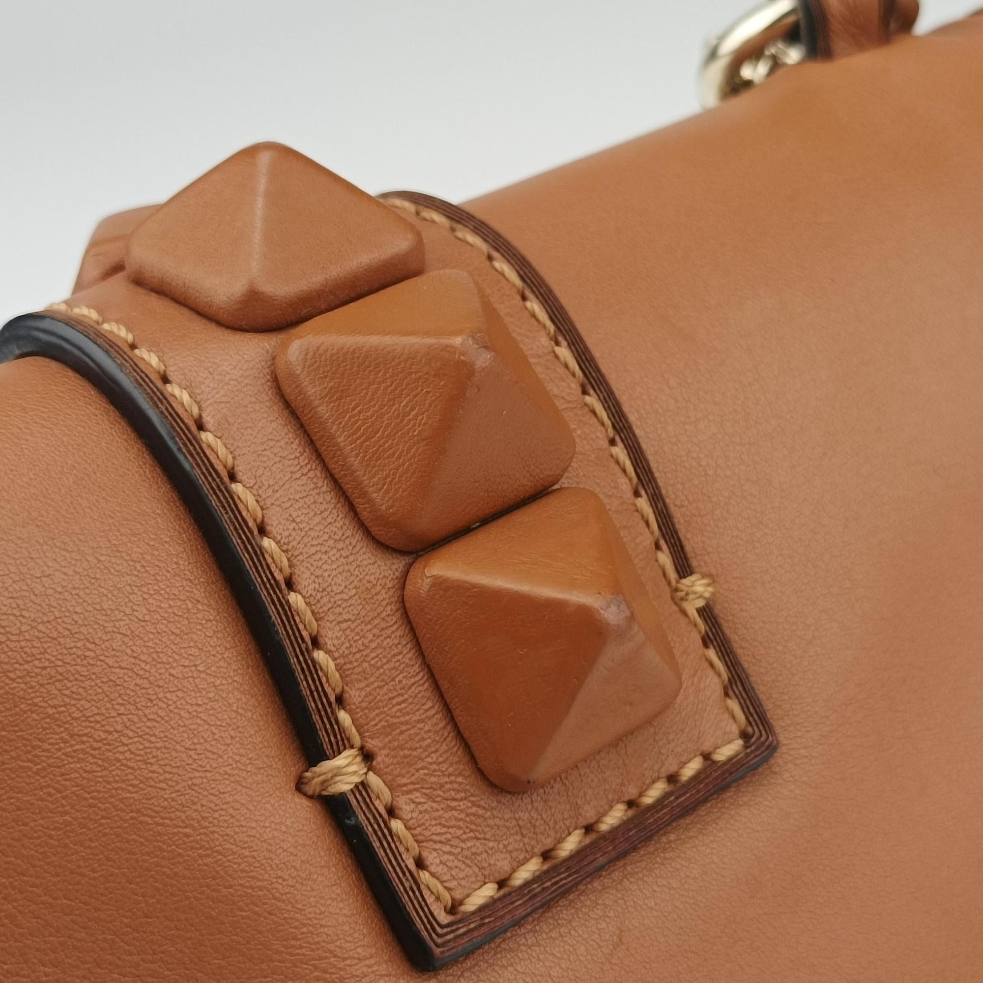Vintage Valentino Rockstud Glam Lock Orange Leather  shoulderbag | stylenewstar