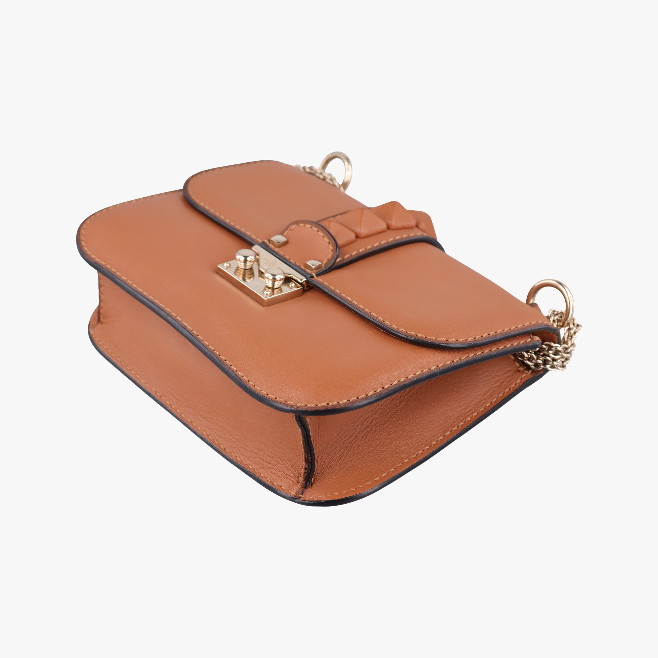 Vintage Valentino Rockstud Glam Lock Orange Leather  shoulderbag | stylenewstar
