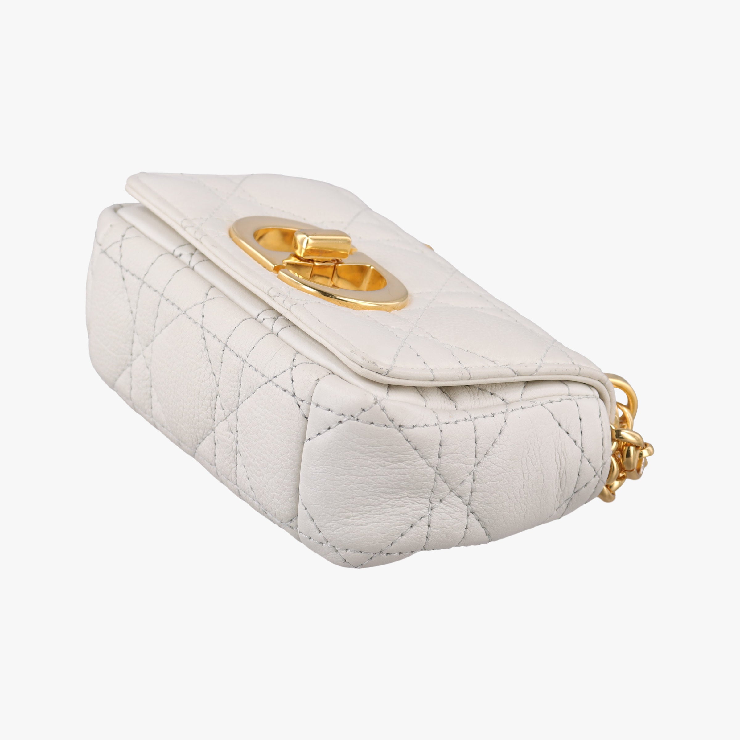 Pre-owned Christian Dior Caro micro White Leather  shoulderbag | stylenewstar