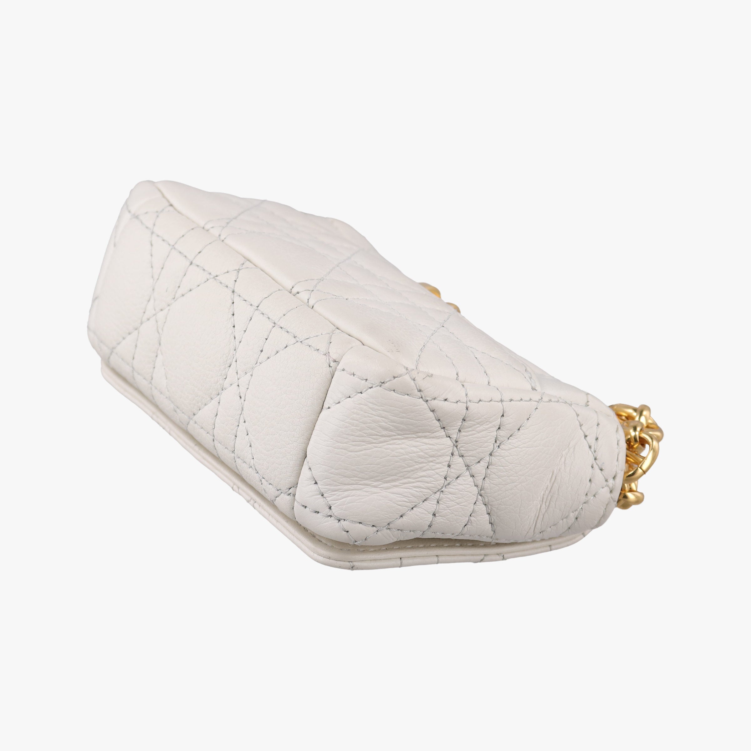 Pre-owned Christian Dior Caro micro White Leather  shoulderbag | stylenewstar