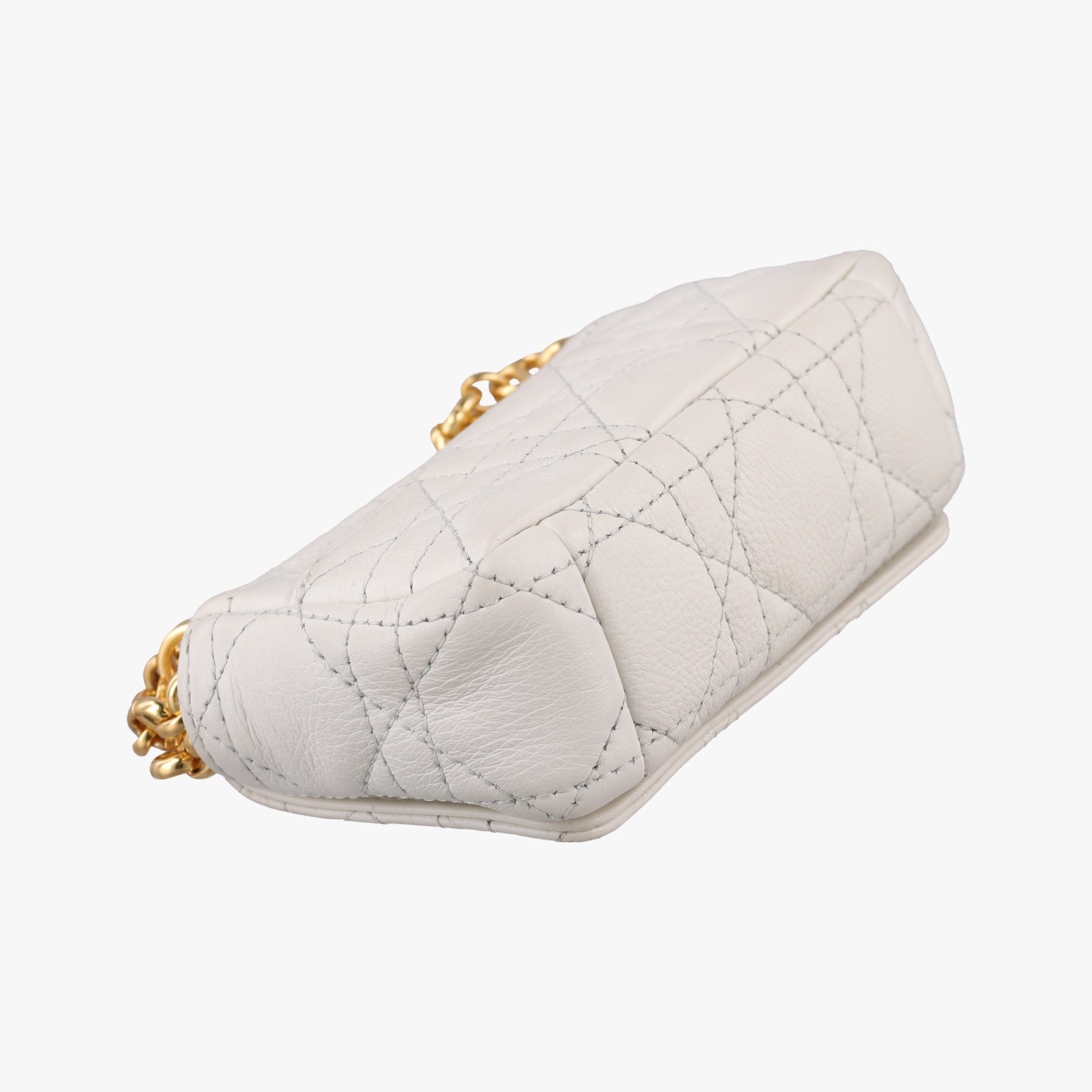 Pre-owned Christian Dior Caro micro White Leather  shoulderbag | stylenewstar