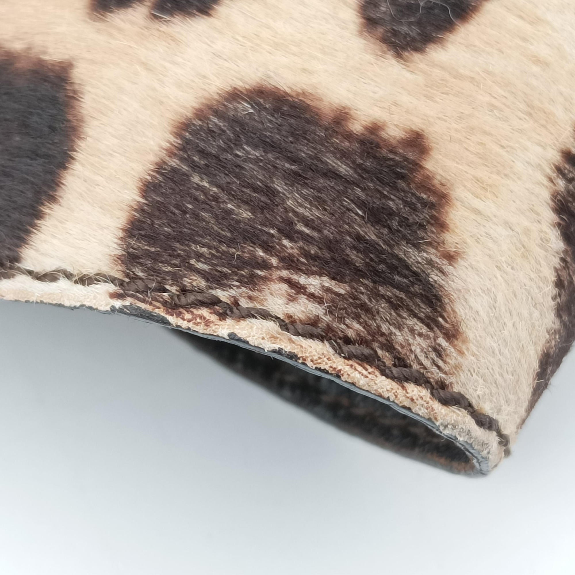 Pre-owned Celine Micro Luggage Leopard Print × Black Ponyhair× Smooth Leather  handbag | stylenewstar