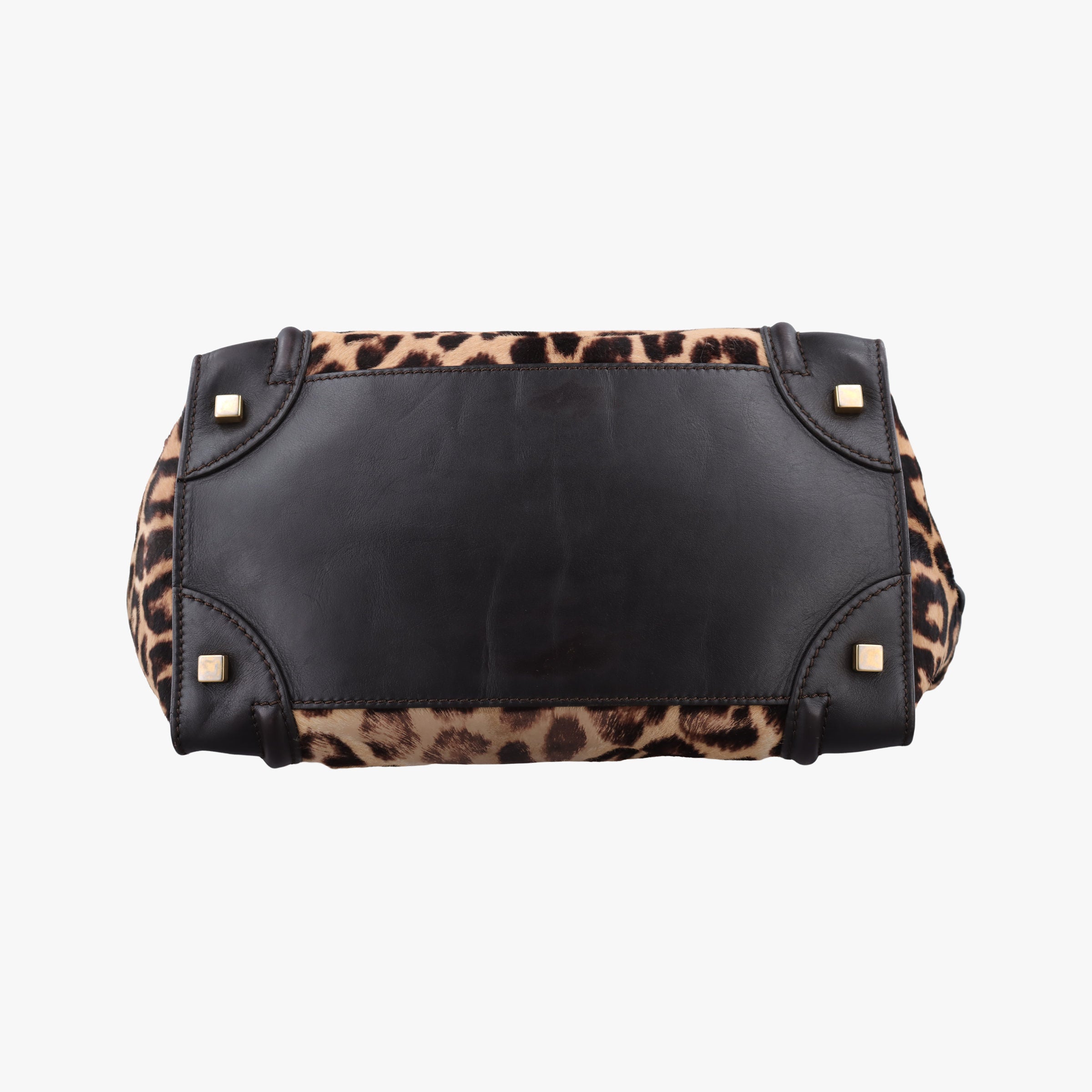 Pre-owned Celine Micro Luggage Leopard Print × Black Ponyhair× Smooth Leather  handbag | stylenewstar