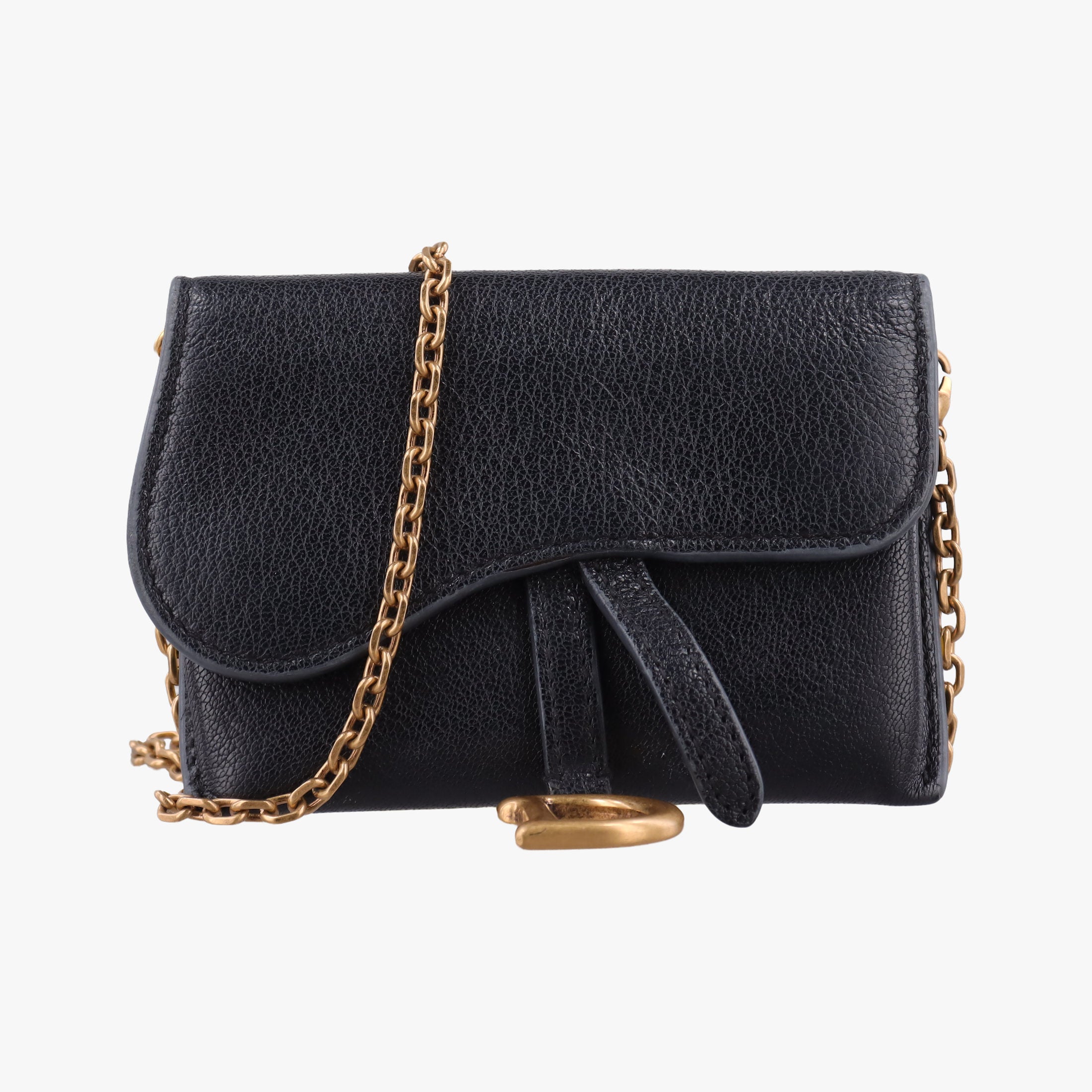 Pre-owned Christian Dior Saddle Black Leather  shoulderbag | stylenewstar
