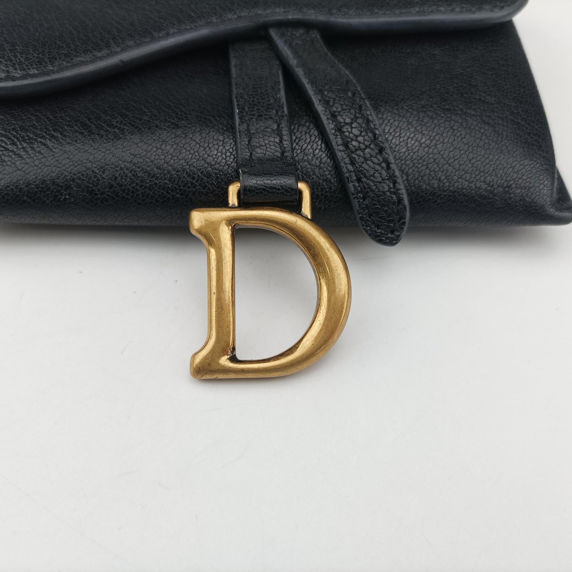 Pre-owned Christian Dior Saddle Black Leather  shoulderbag | stylenewstar