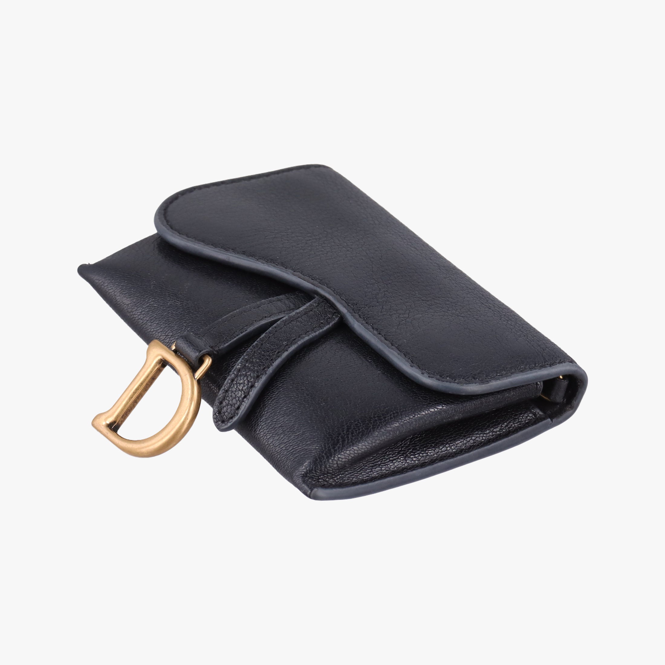 Pre-owned Christian Dior Saddle Black Leather  shoulderbag | stylenewstar