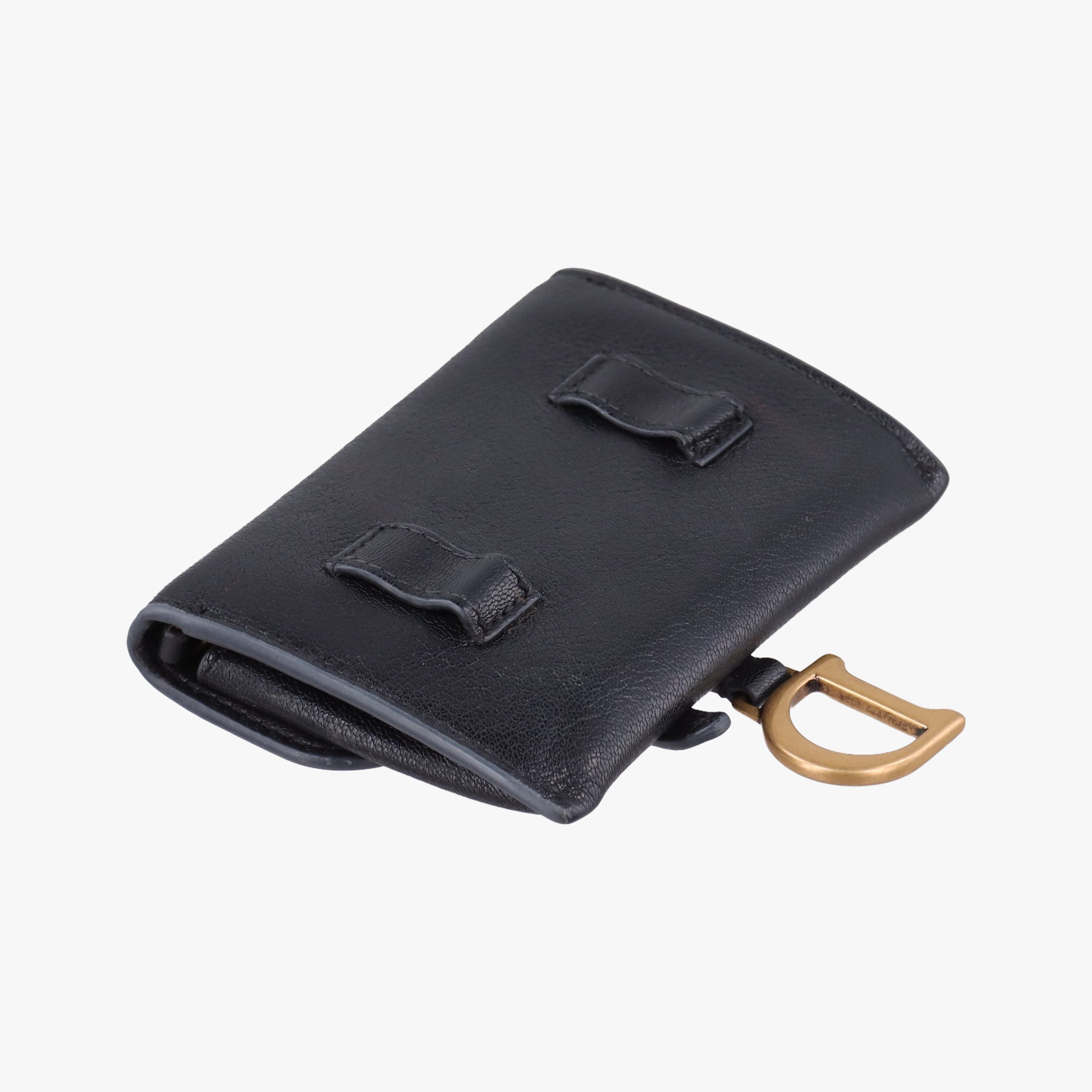 Pre-owned Christian Dior Saddle Black Leather  shoulderbag | stylenewstar