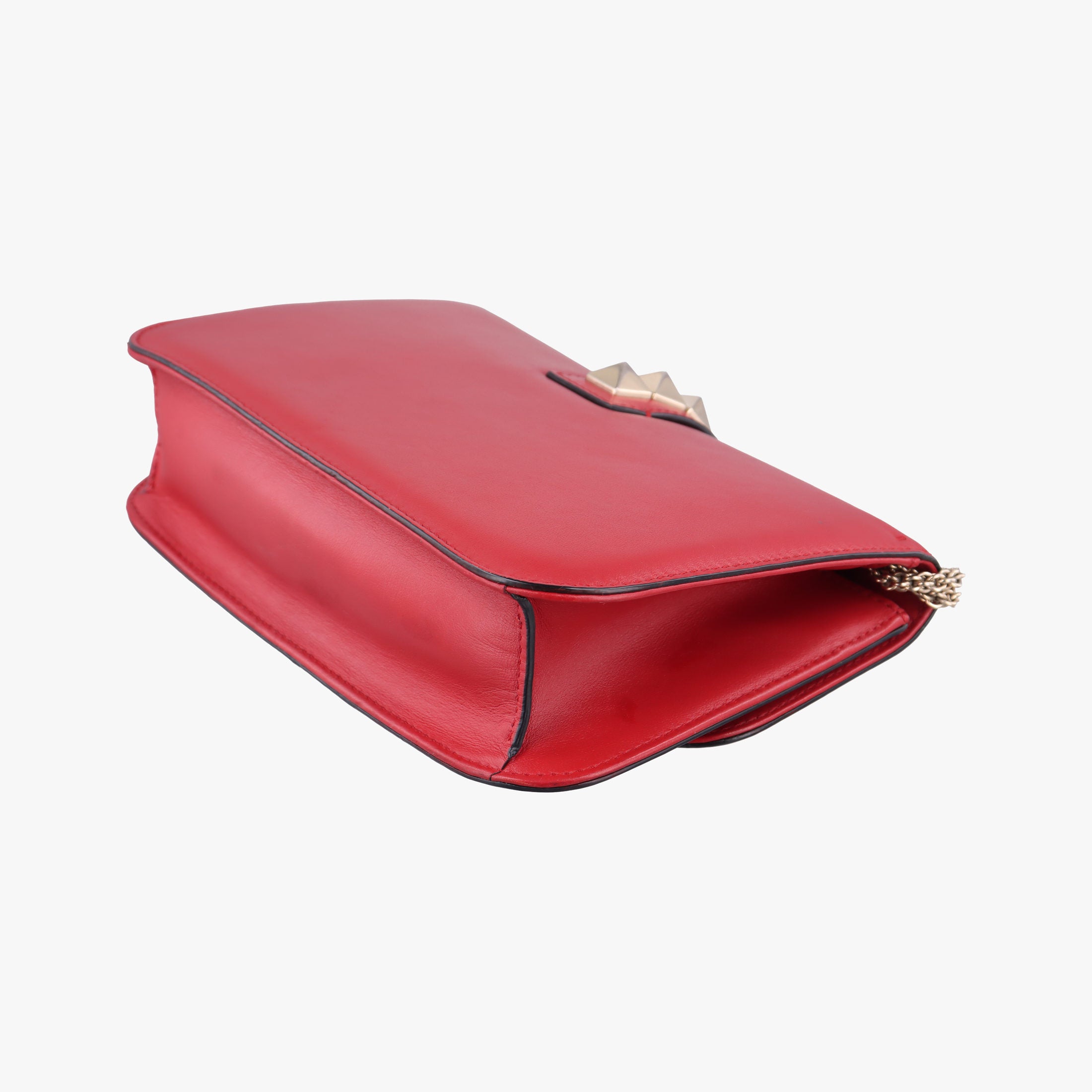 Pre-owned Valentino Rockstud Glam Lock Red Leather  shoulderbag | stylenewstar