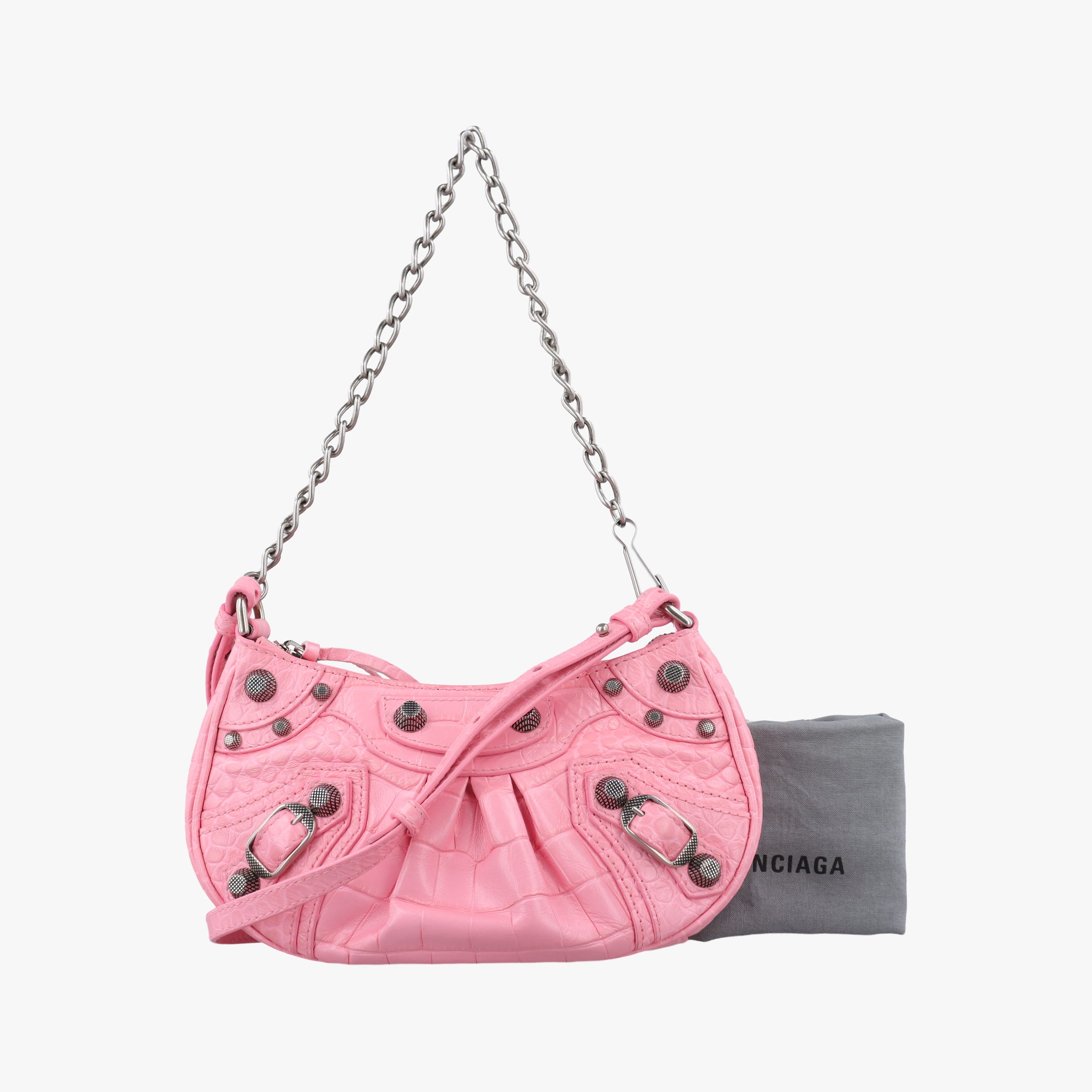 Pre-owned Balenciaga Le Cagole mini Pink Leather  shoulderbag | stylenewstar