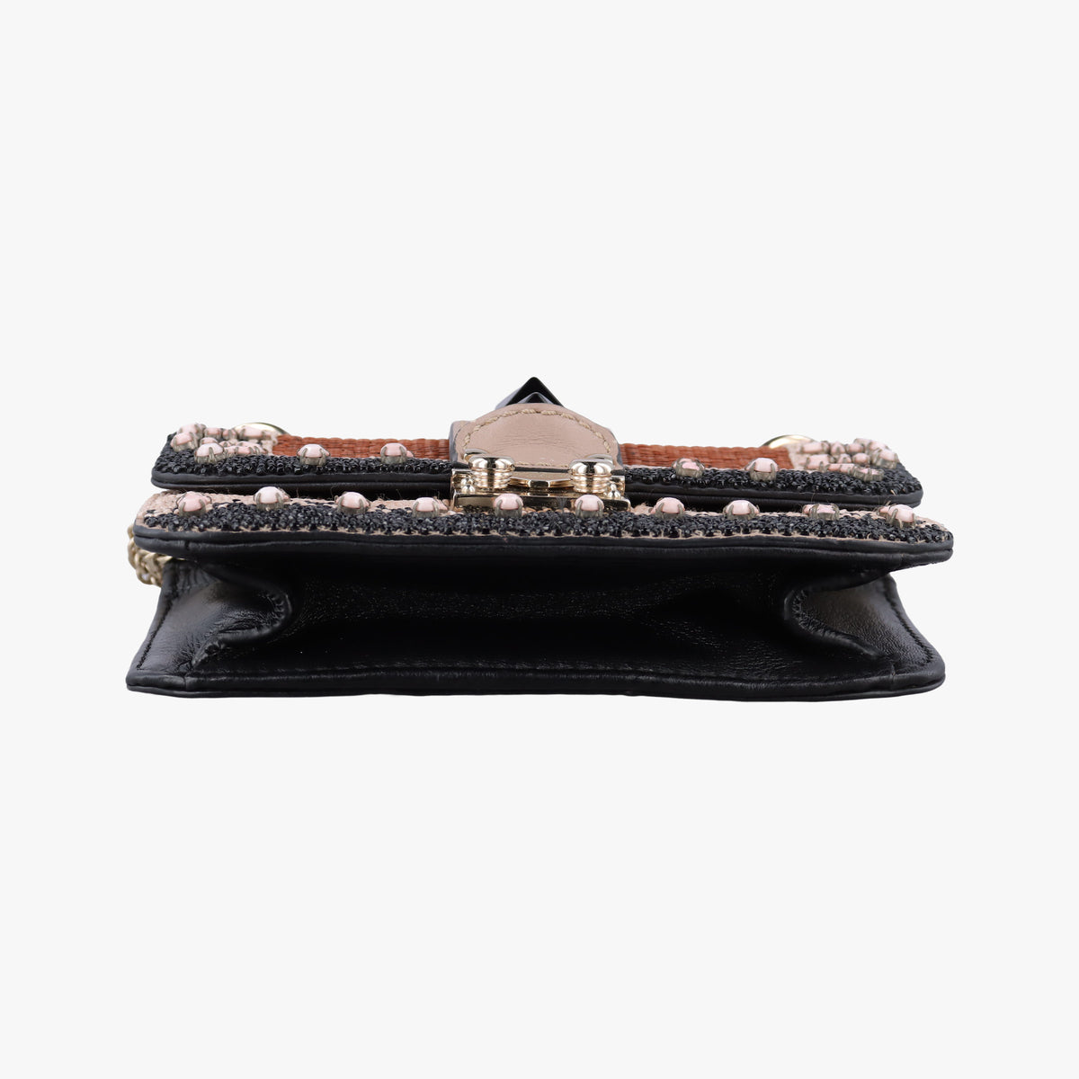 Pre-owned Valentino Glam Lock Multicolor Bead & Sequins Embroidery × Calf Leather  shoulderbag | stylenewstar