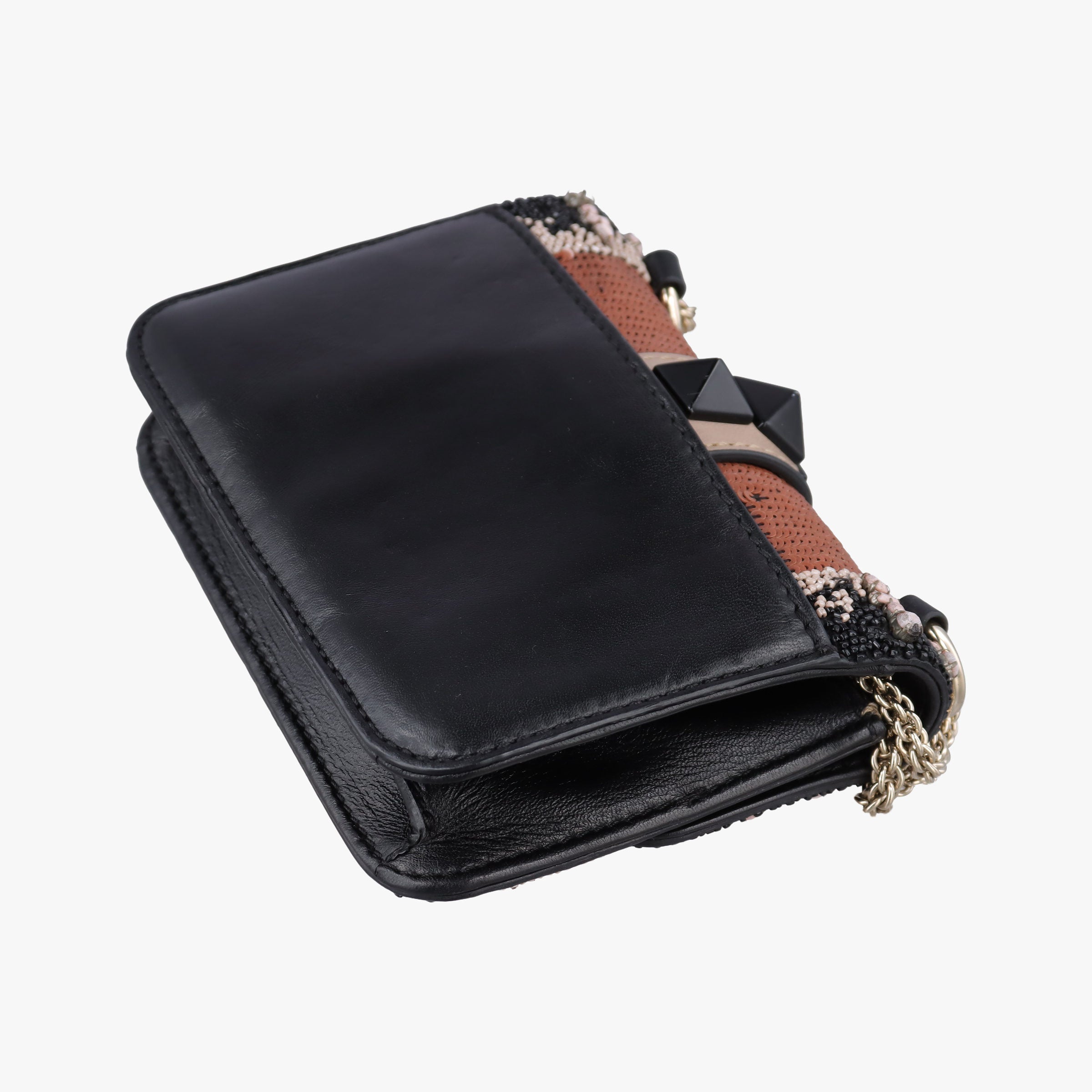 Pre-owned Valentino Glam Lock Multicolor Bead & Sequins Embroidery × Calf Leather  shoulderbag | stylenewstar