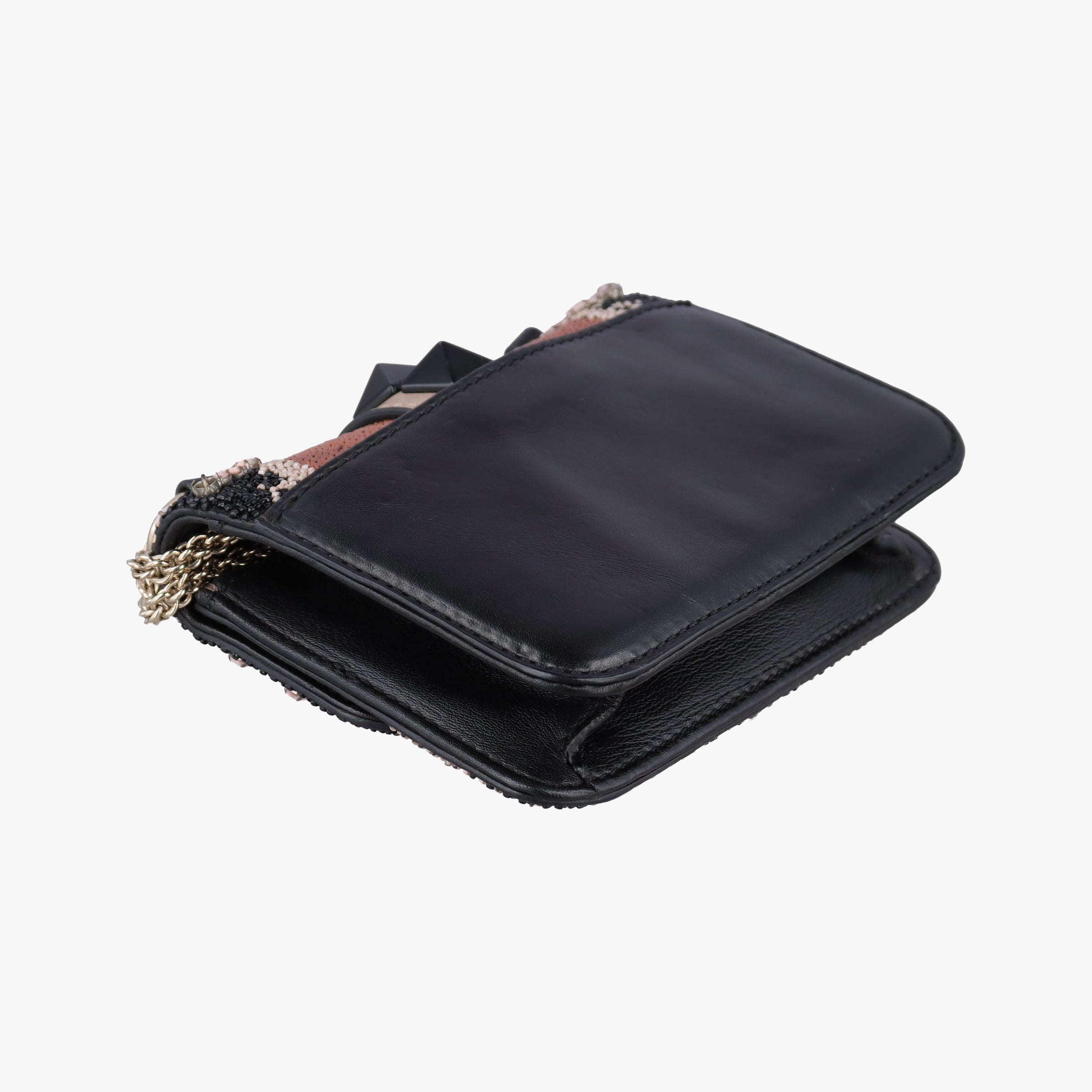 Pre-owned Valentino Glam Lock Multicolor Bead & Sequins Embroidery × Calf Leather  shoulderbag | stylenewstar
