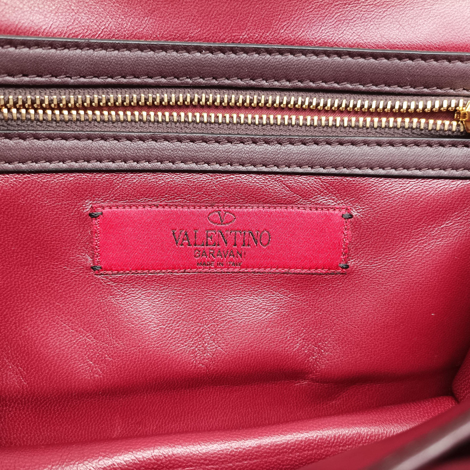 Vintage Valentino Rockstud　Glam Lock Burgundy x Multicolour fabric x Leather  shoulderbag | stylenewstar