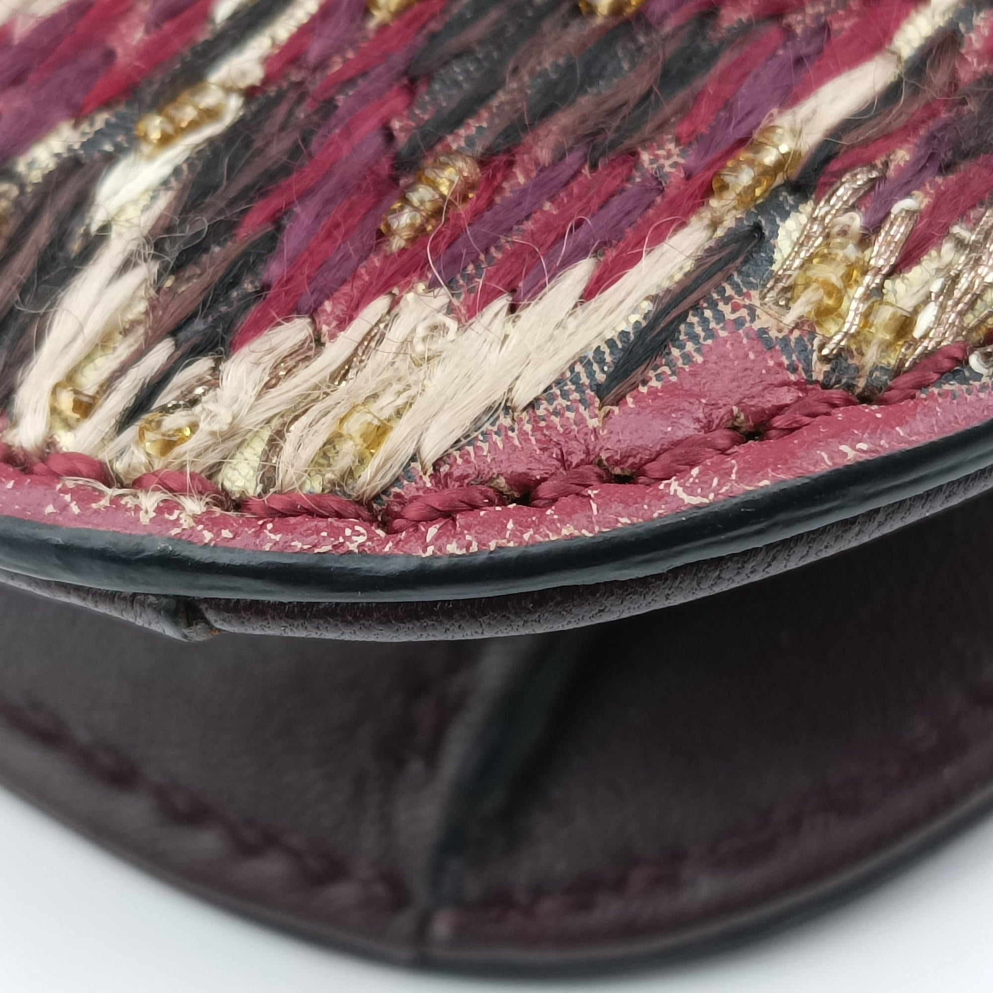 Vintage Valentino Rockstud　Glam Lock Burgundy x Multicolour fabric x Leather  shoulderbag | stylenewstar