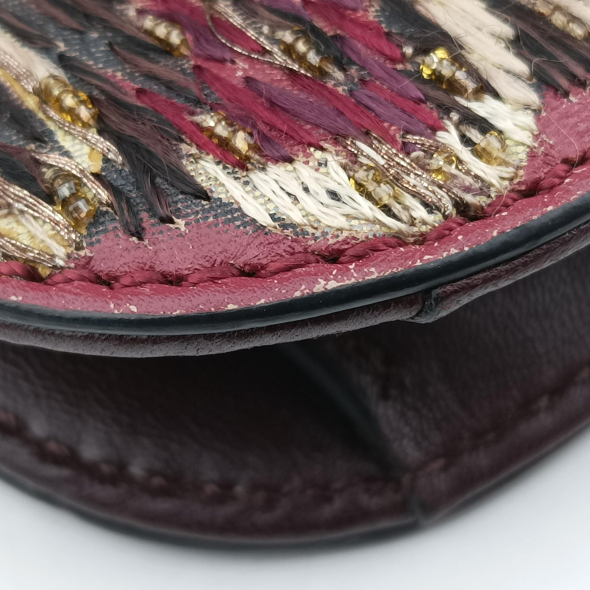 Vintage Valentino Rockstud　Glam Lock Burgundy x Multicolour fabric x Leather  shoulderbag | stylenewstar
