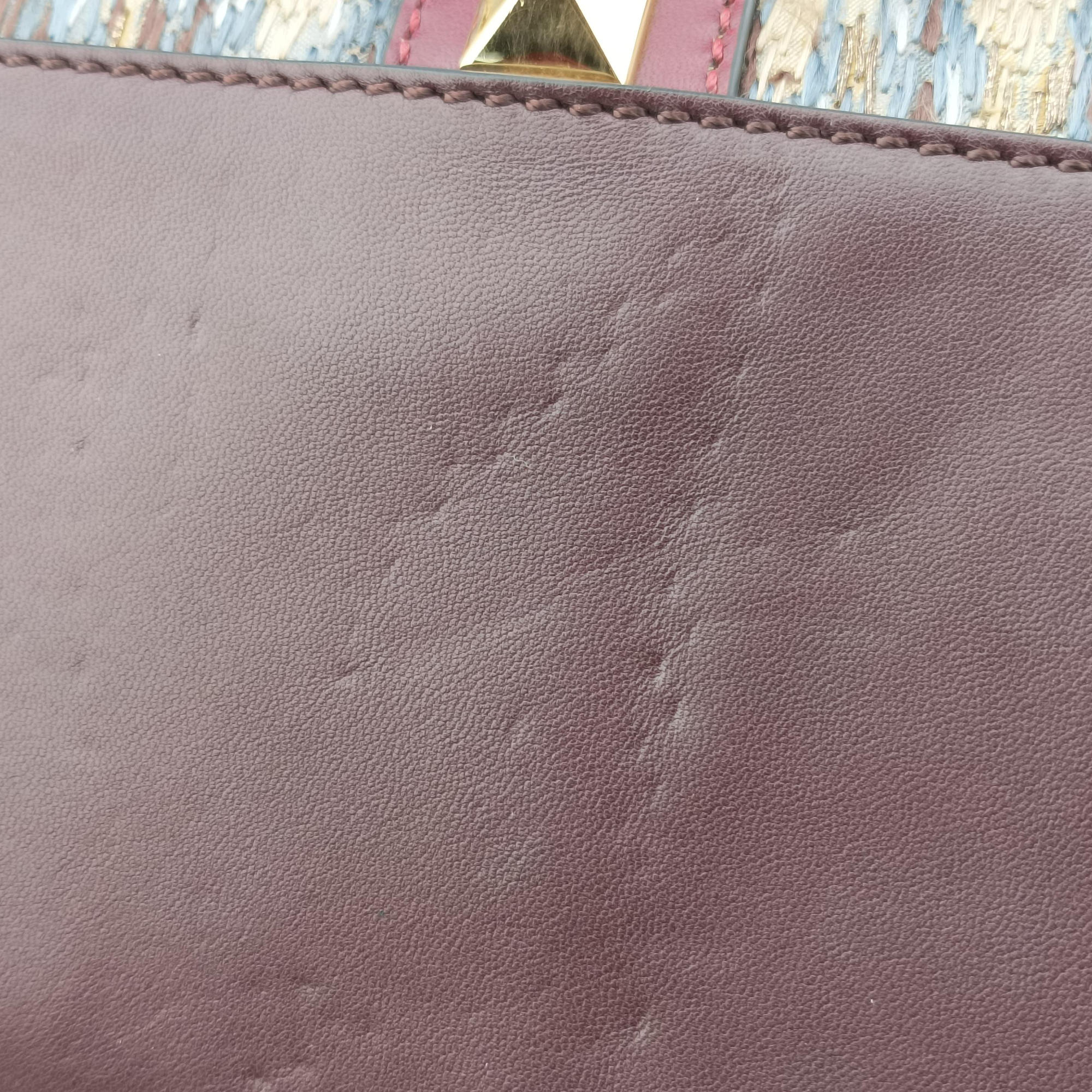 Vintage Valentino Rockstud　Glam Lock Burgundy x Multicolour fabric x Leather  shoulderbag | stylenewstar