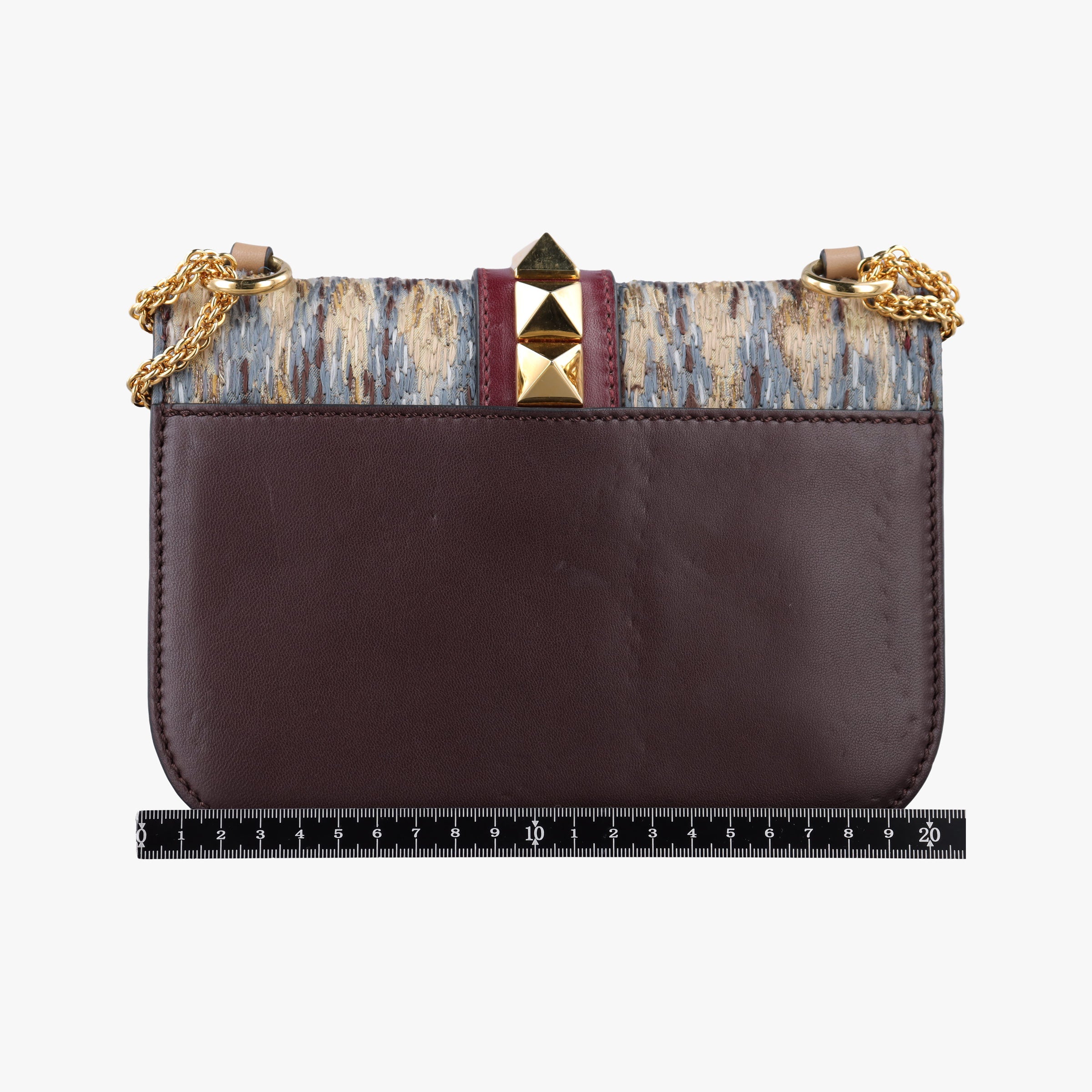 Vintage Valentino Rockstud　Glam Lock Burgundy x Multicolour fabric x Leather  shoulderbag | stylenewstar