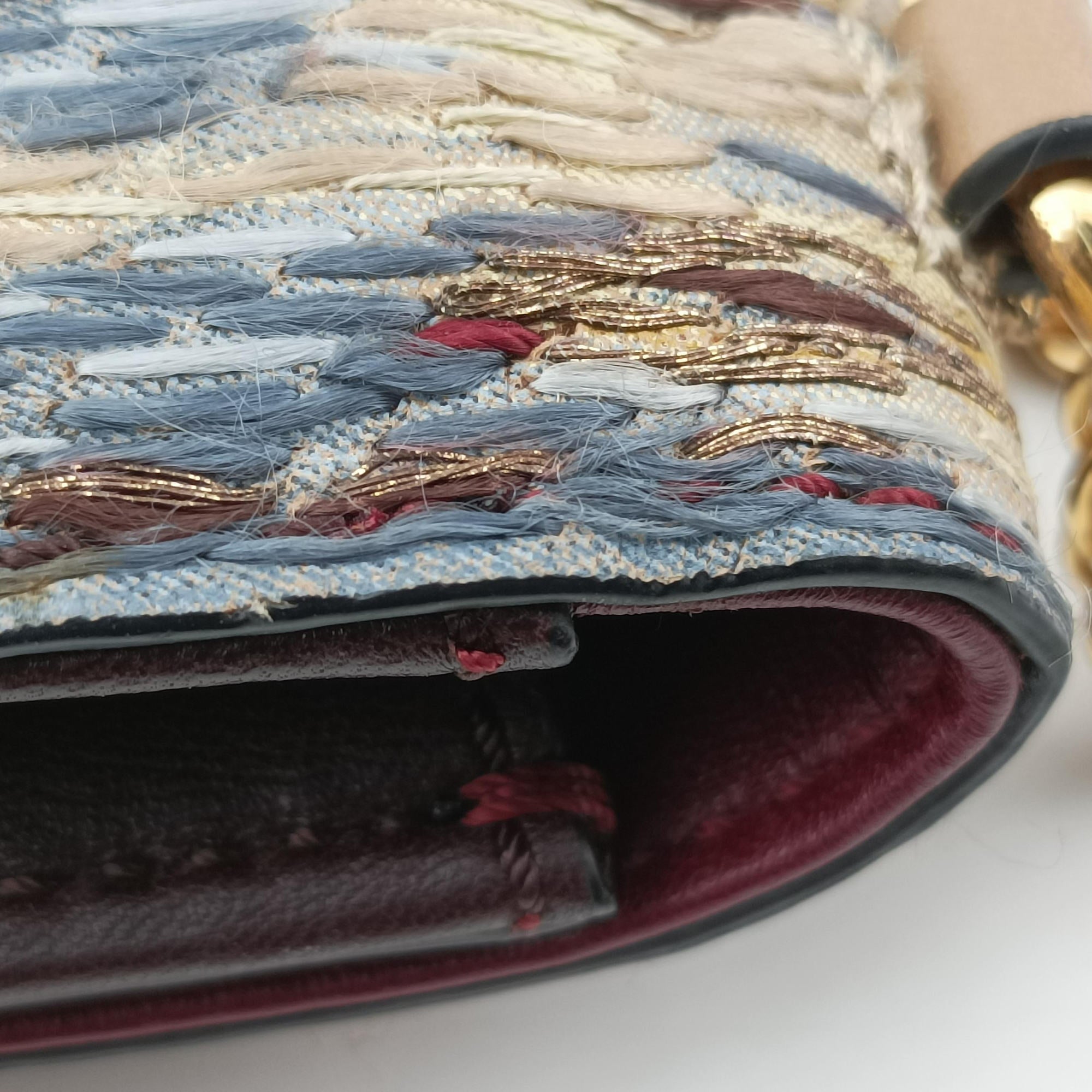 Vintage Valentino Rockstud　Glam Lock Burgundy x Multicolour fabric x Leather  shoulderbag | stylenewstar