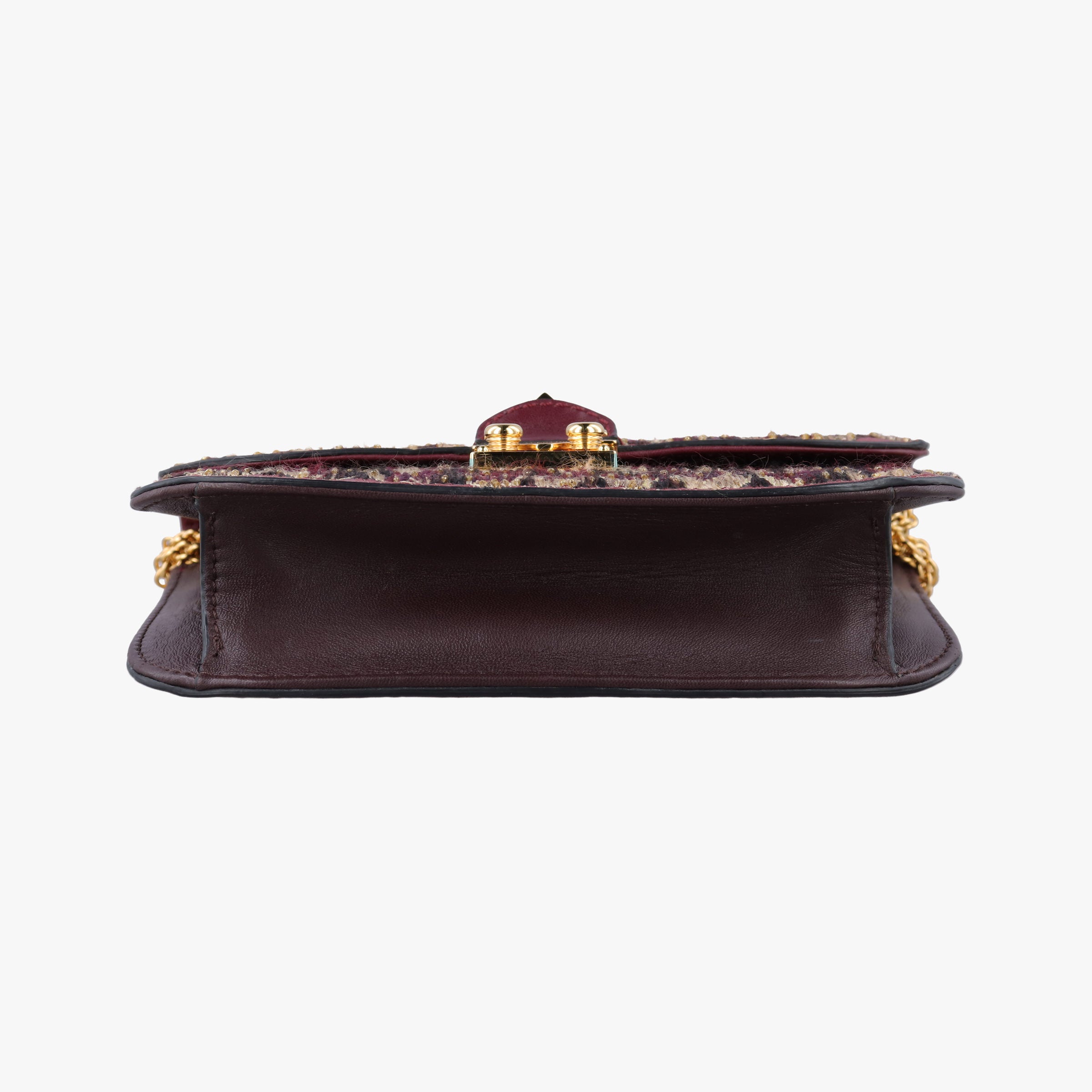 Vintage Valentino Rockstud　Glam Lock Burgundy x Multicolour fabric x Leather  shoulderbag | stylenewstar