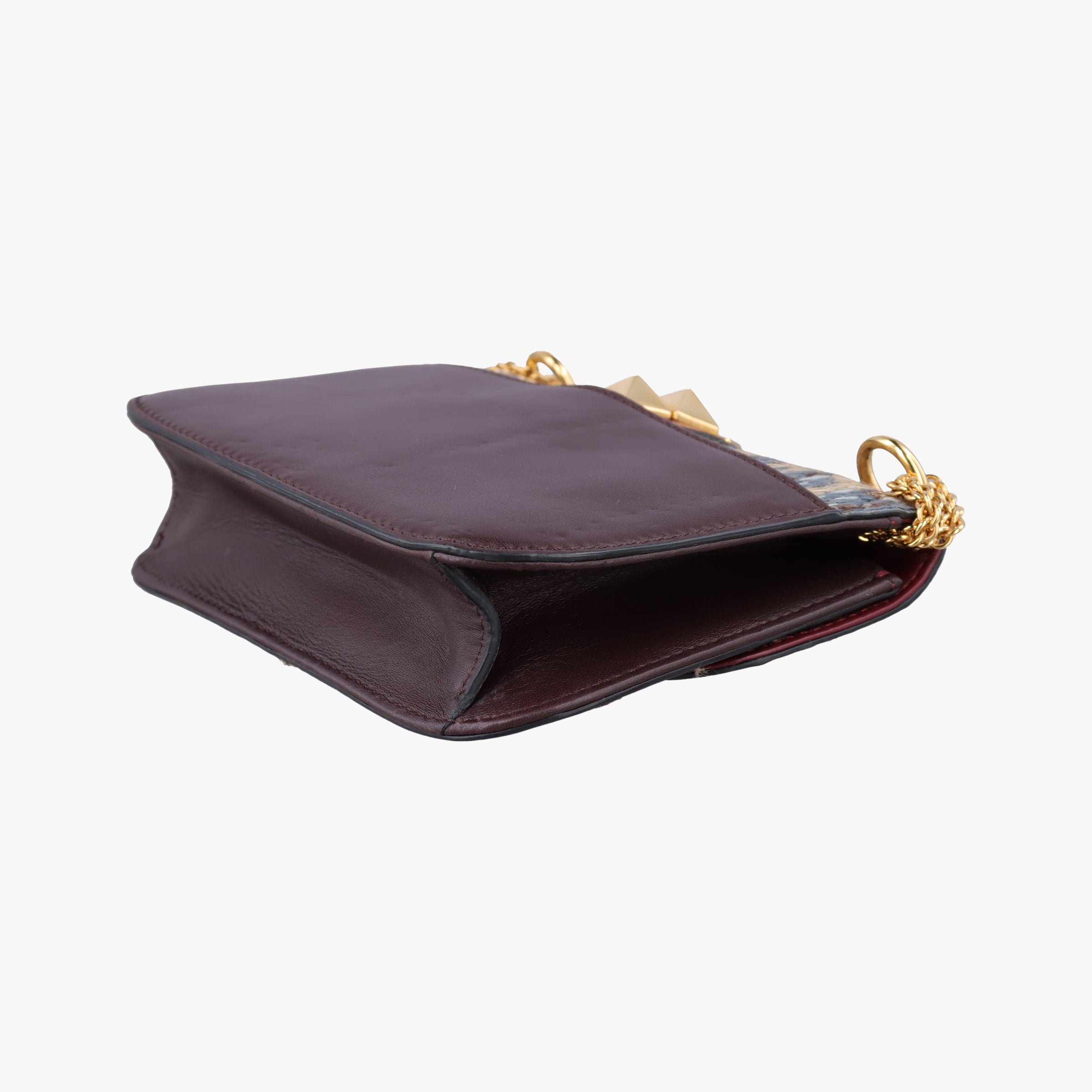Vintage Valentino Rockstud　Glam Lock Burgundy x Multicolour fabric x Leather  shoulderbag | stylenewstar
