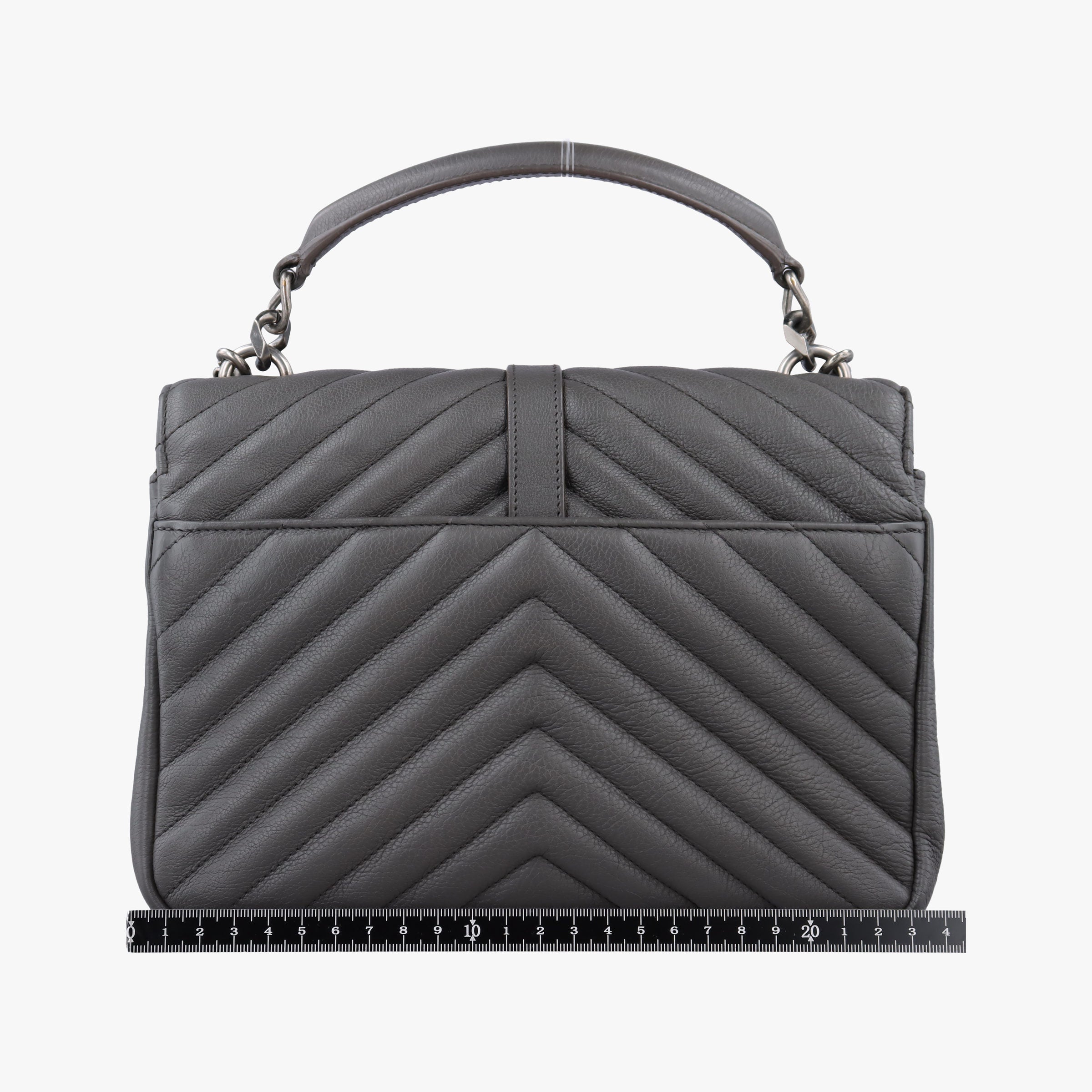 Pre-owned Yves Saint Laurent COLLEGE Grey Leather 498056 shoulderbag | stylenewstar