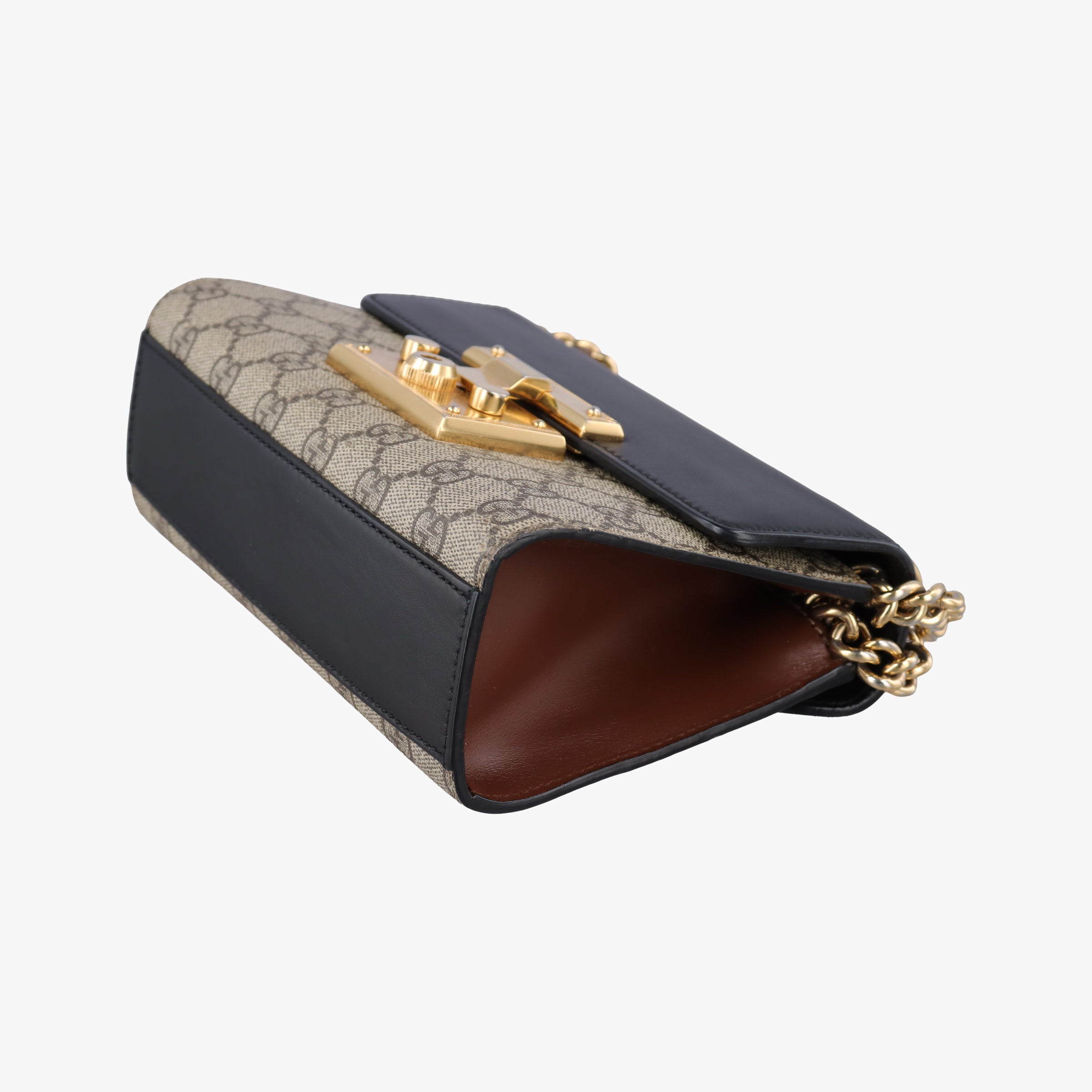 Pre-owned Gucci Padlock beige×black PVC coated canvas×Leather 409487 shoulderbag | stylenewstar