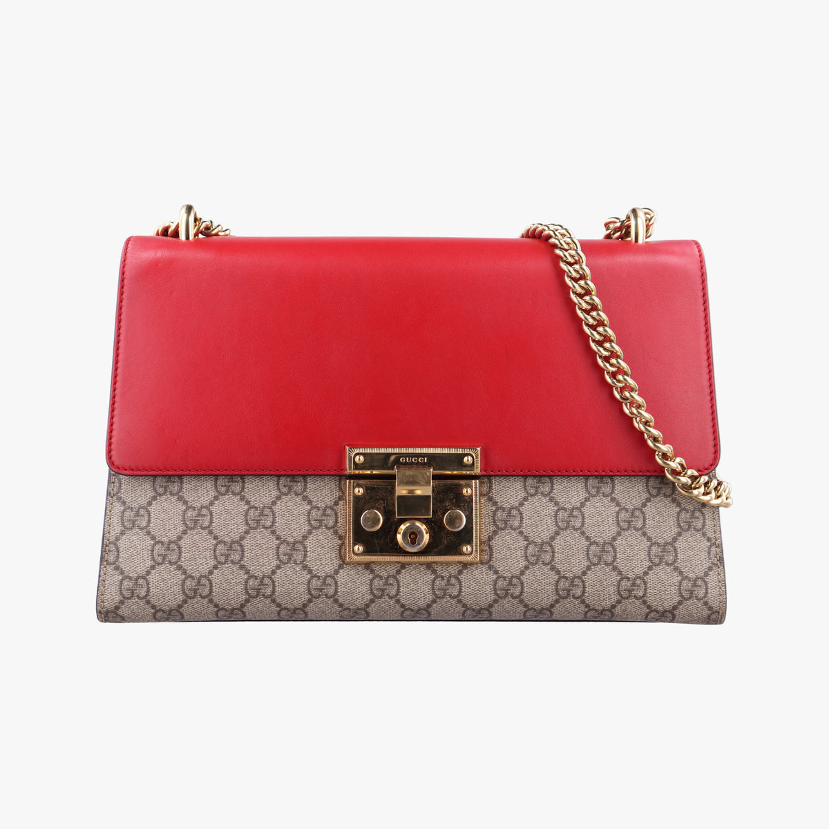 Pre-owned Gucci Padlock beige×red×Multicolour PVC coated canvas×Leather 409486 shoulderbag | stylenewstar