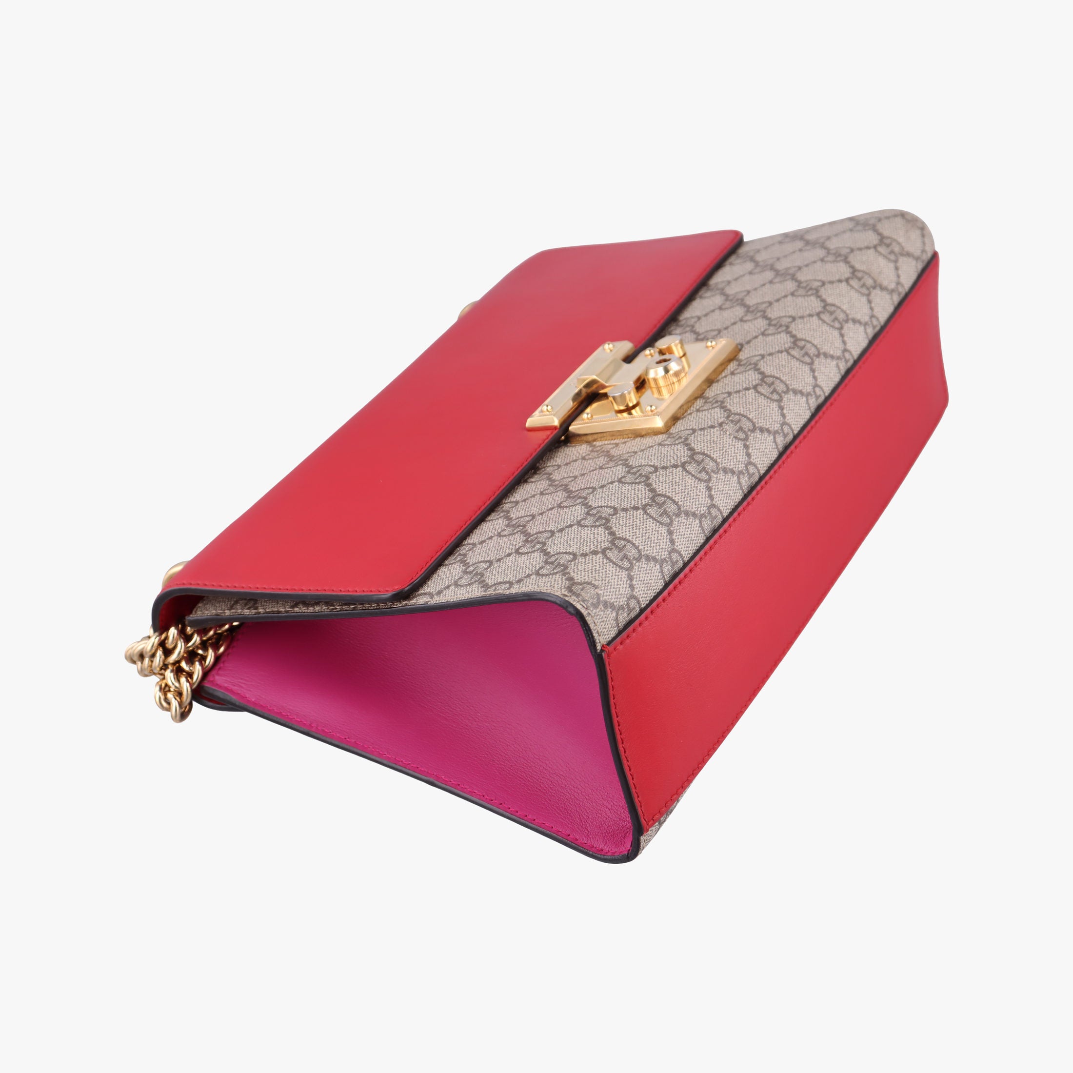 Pre-owned Gucci Padlock beige×red×Multicolour PVC coated canvas×Leather 409486 shoulderbag | stylenewstar
