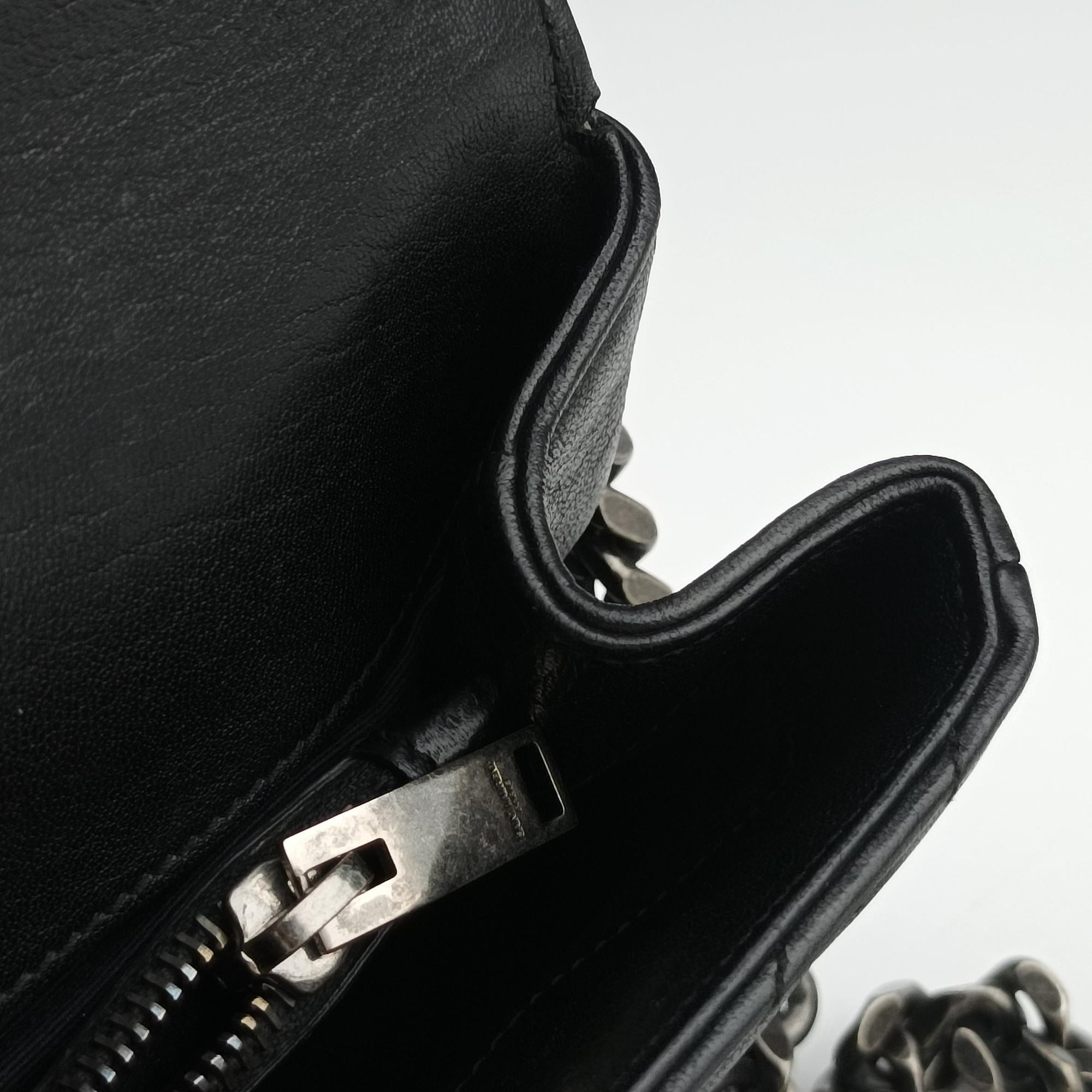 Pre-owned Yves Saint Laurent COLLEGE Black Leather 428056 shoulderbag | stylenewstar