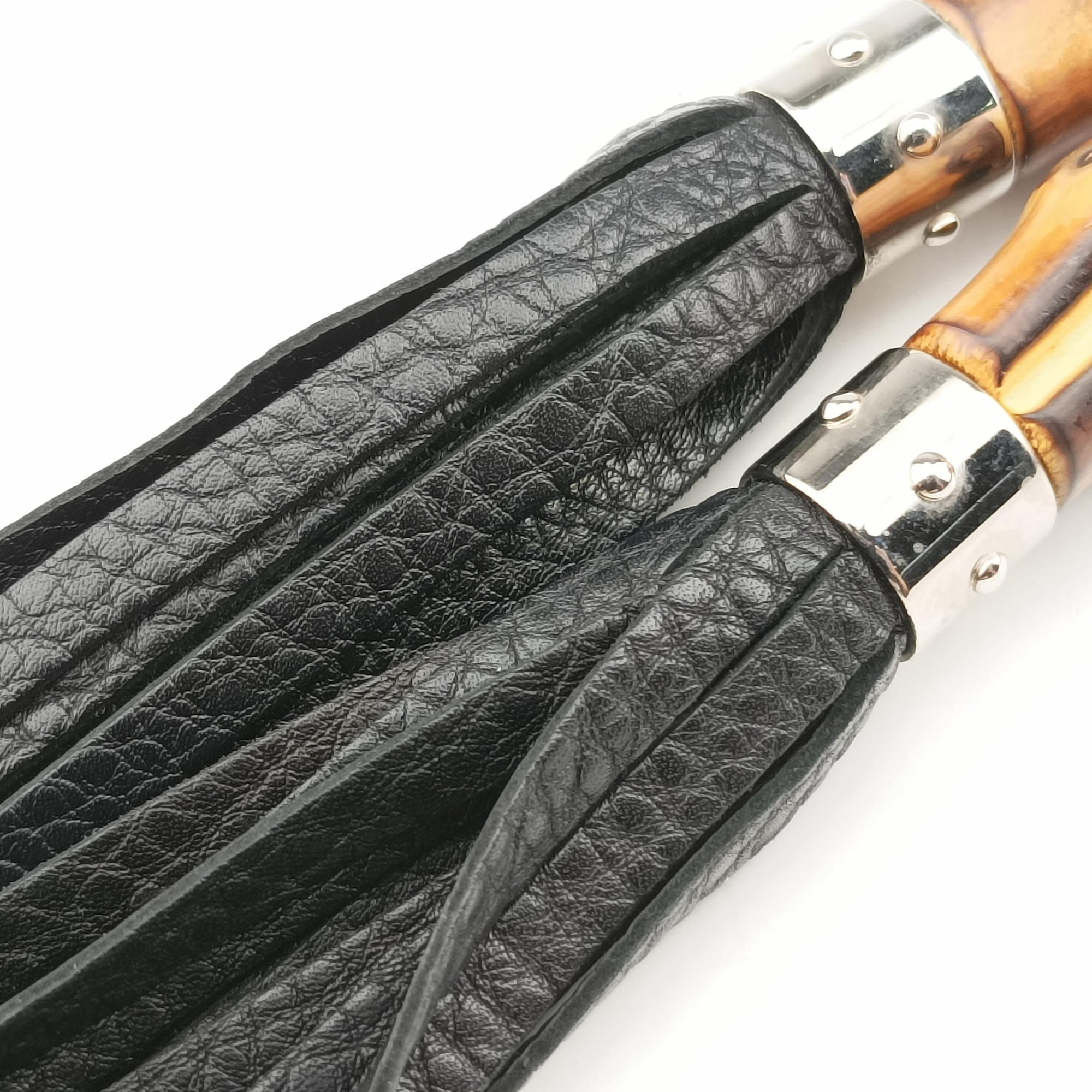 Pre-owned Gucci New Bamboo Black Leather 240241 shoulderbag | stylenewstar