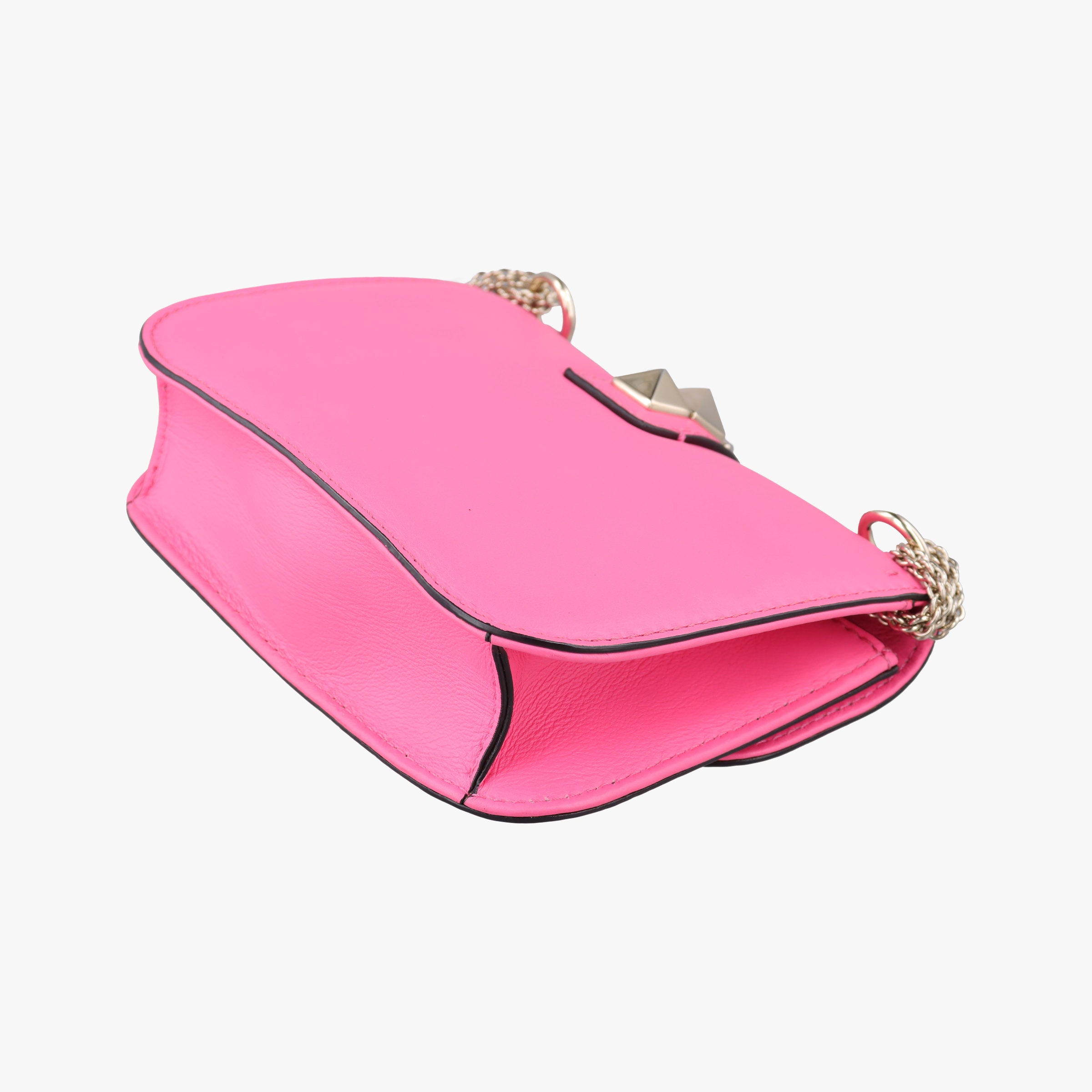 Pre-owned Valentino Rockstud Glam Lock Pink Leather  shoulderbag | stylenewstar