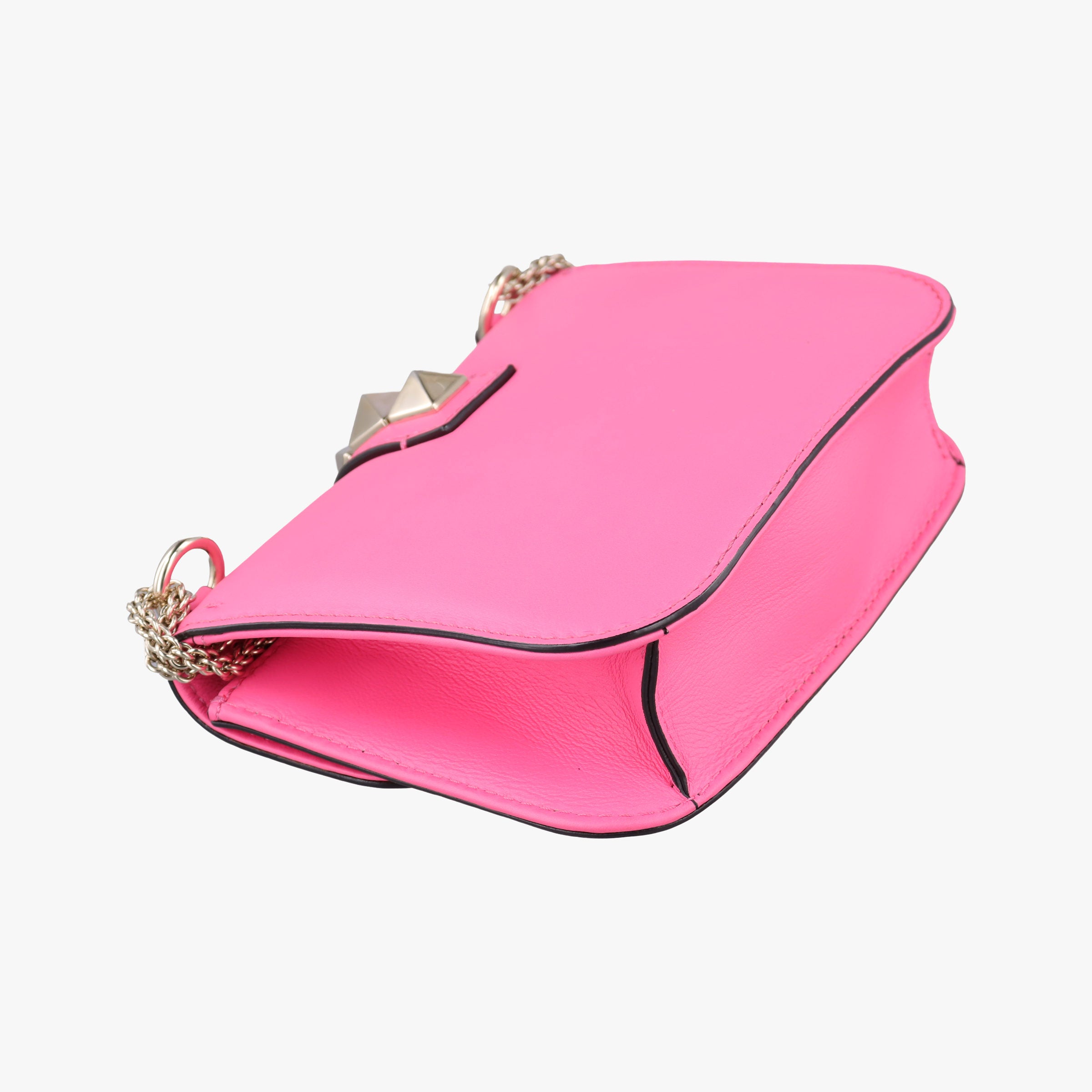Pre-owned Valentino Rockstud Glam Lock Pink Leather  shoulderbag | stylenewstar