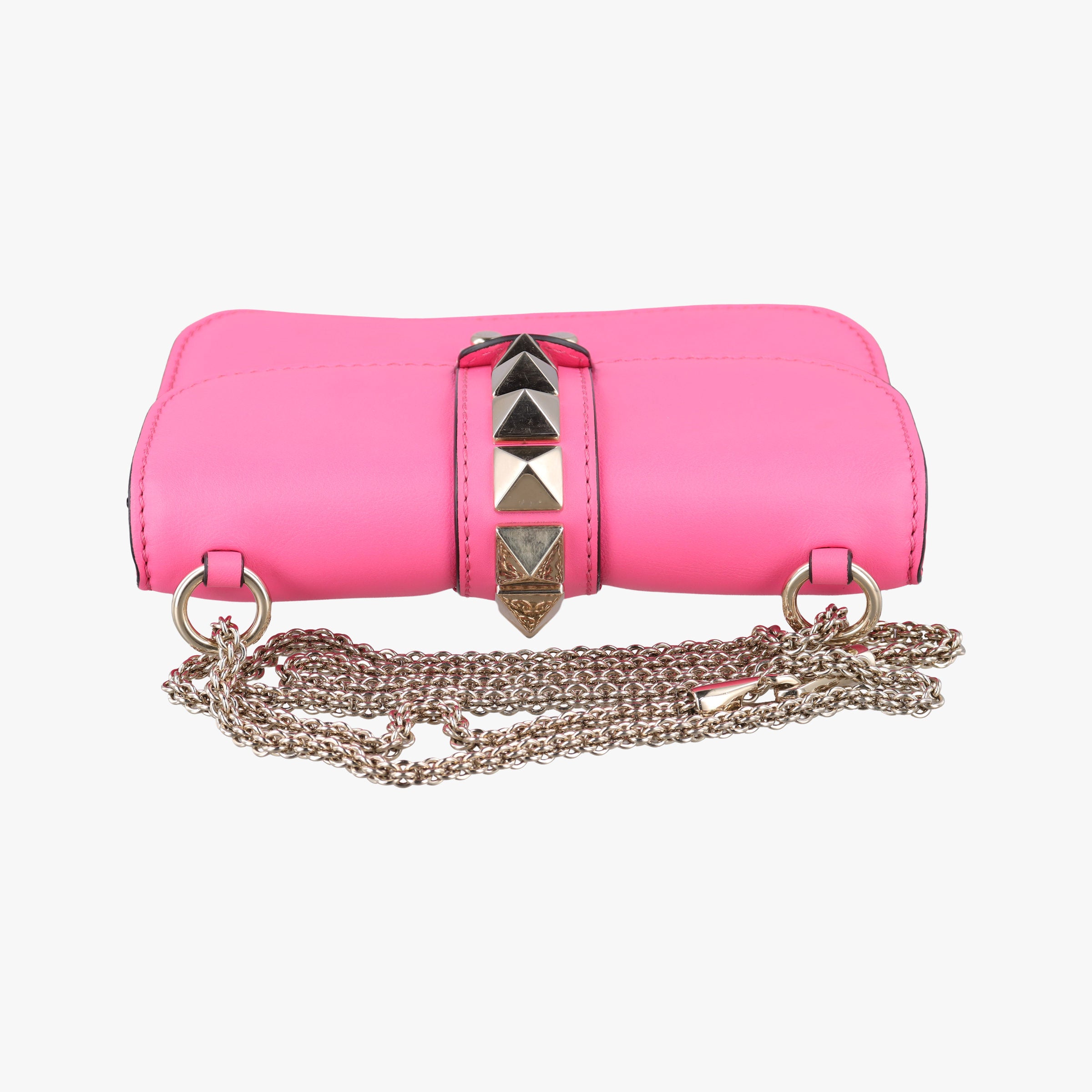 Pre-owned Valentino Rockstud Glam Lock Pink Leather  shoulderbag | stylenewstar