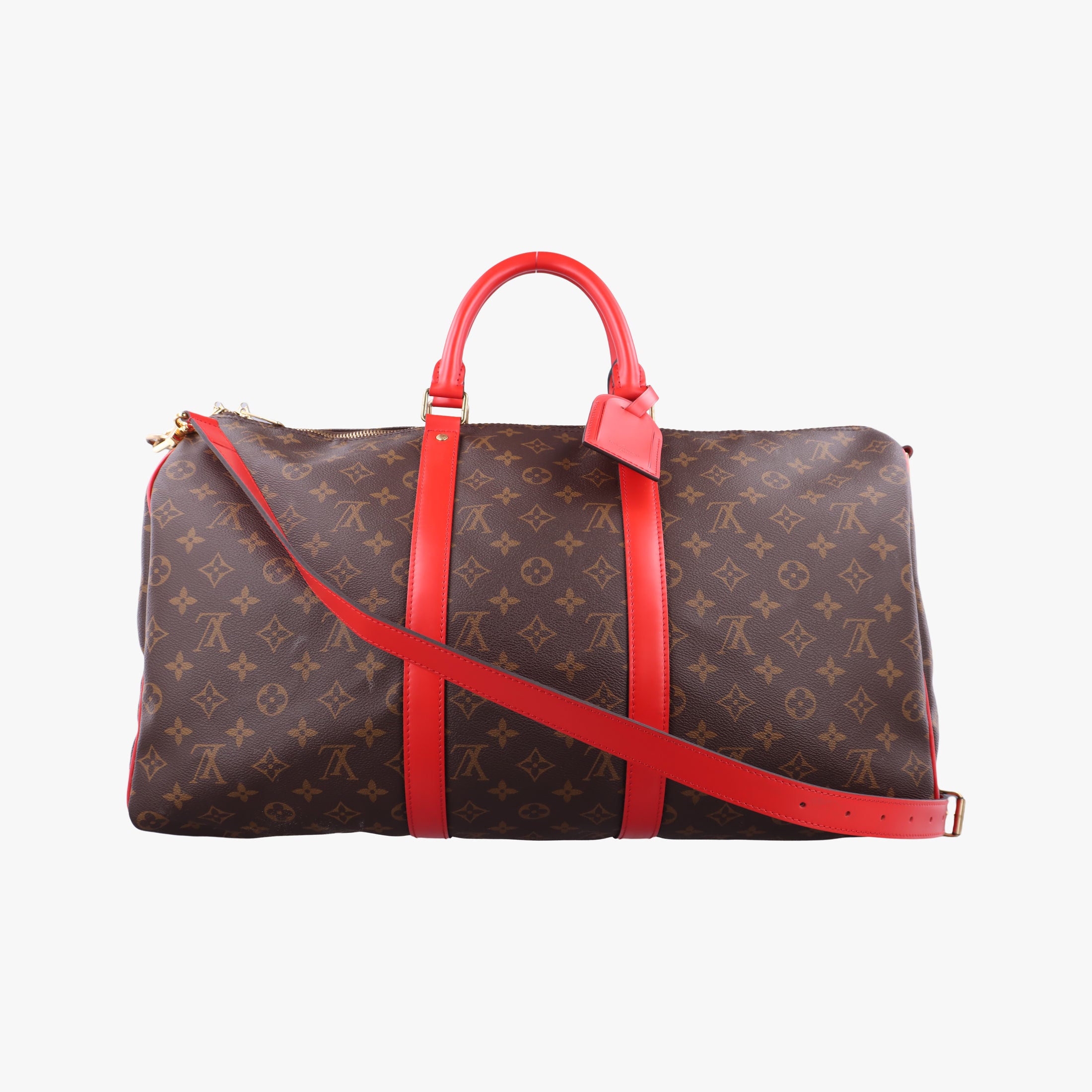 Pre-owned Louis Vuitton Keepall Bandouliere 50 Brown×red Monogram canvas M44740 shoulderbag | stylenewstar