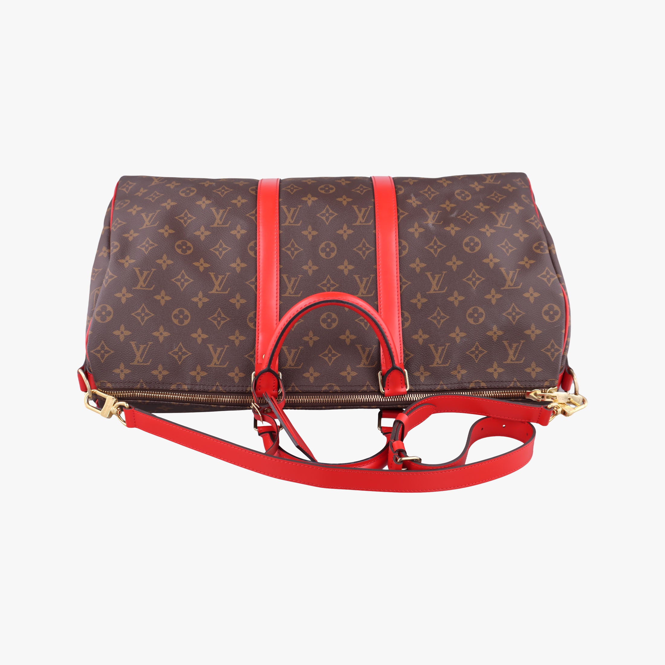 Pre-owned Louis Vuitton Keepall Bandouliere 50 Brown×red Monogram canvas M44740 shoulderbag | stylenewstar