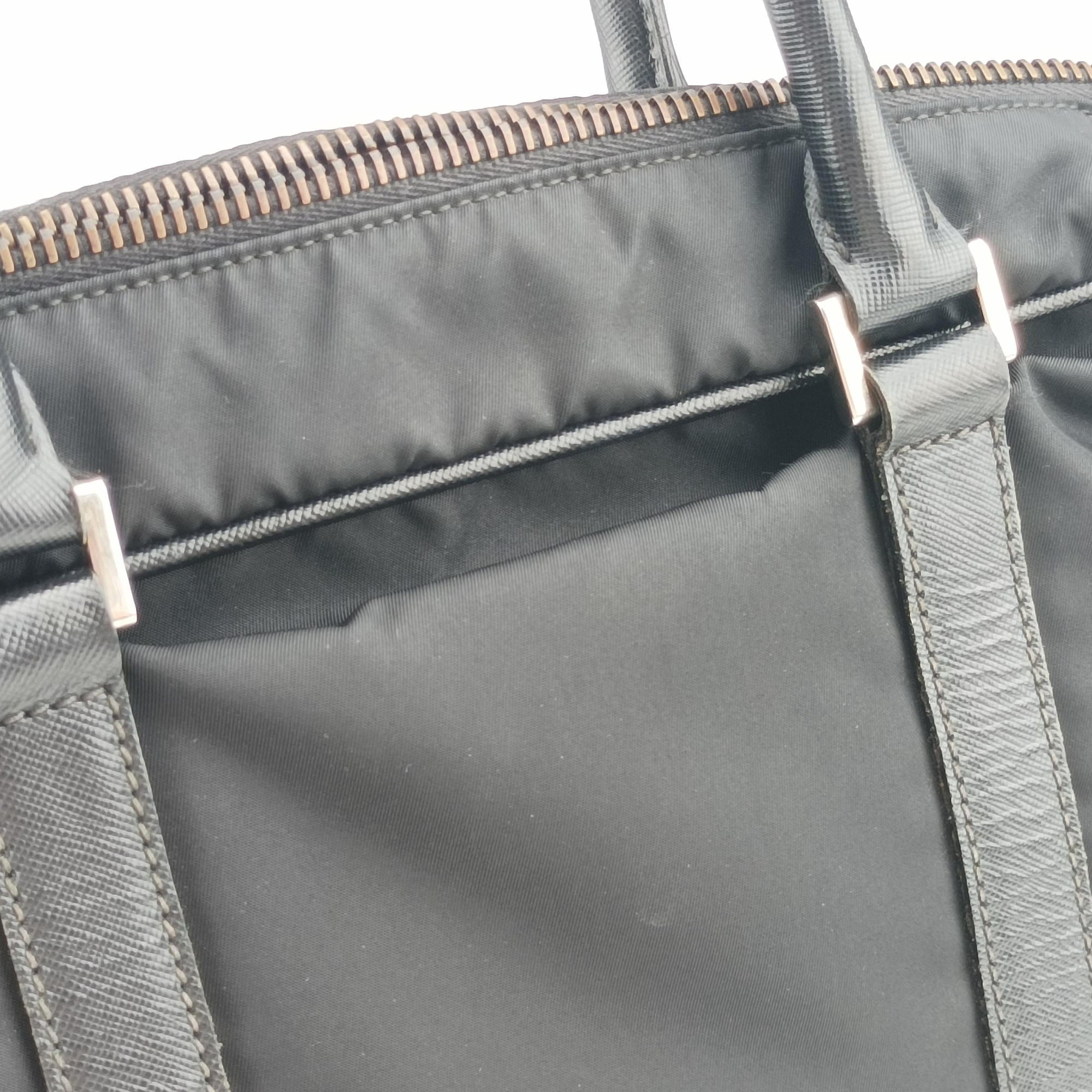 Pre-owned Prada Nylon Briefcase Nero Black Nylon×SAFFIANO Leather VA0983 handbag | stylenewstar