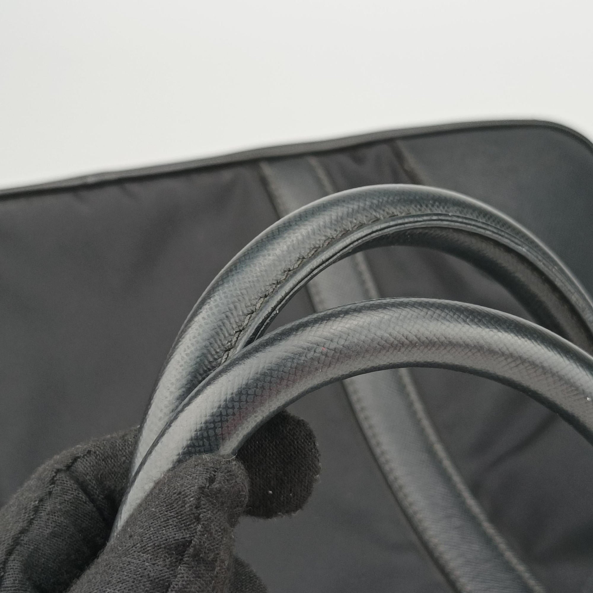 Pre-owned Prada Nylon Briefcase Nero Black Nylon×SAFFIANO Leather VA0983 handbag | stylenewstar